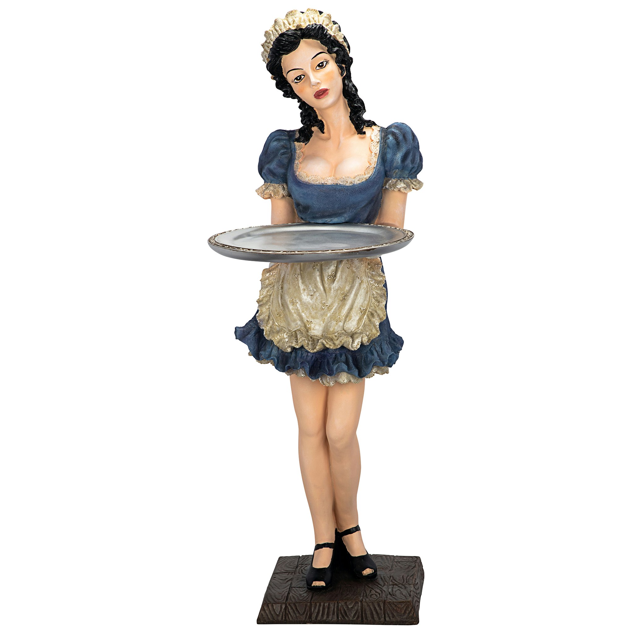 Toscano - Genevieve the Buxom French Maid Sculptural Pedestal Table in Designer Resin