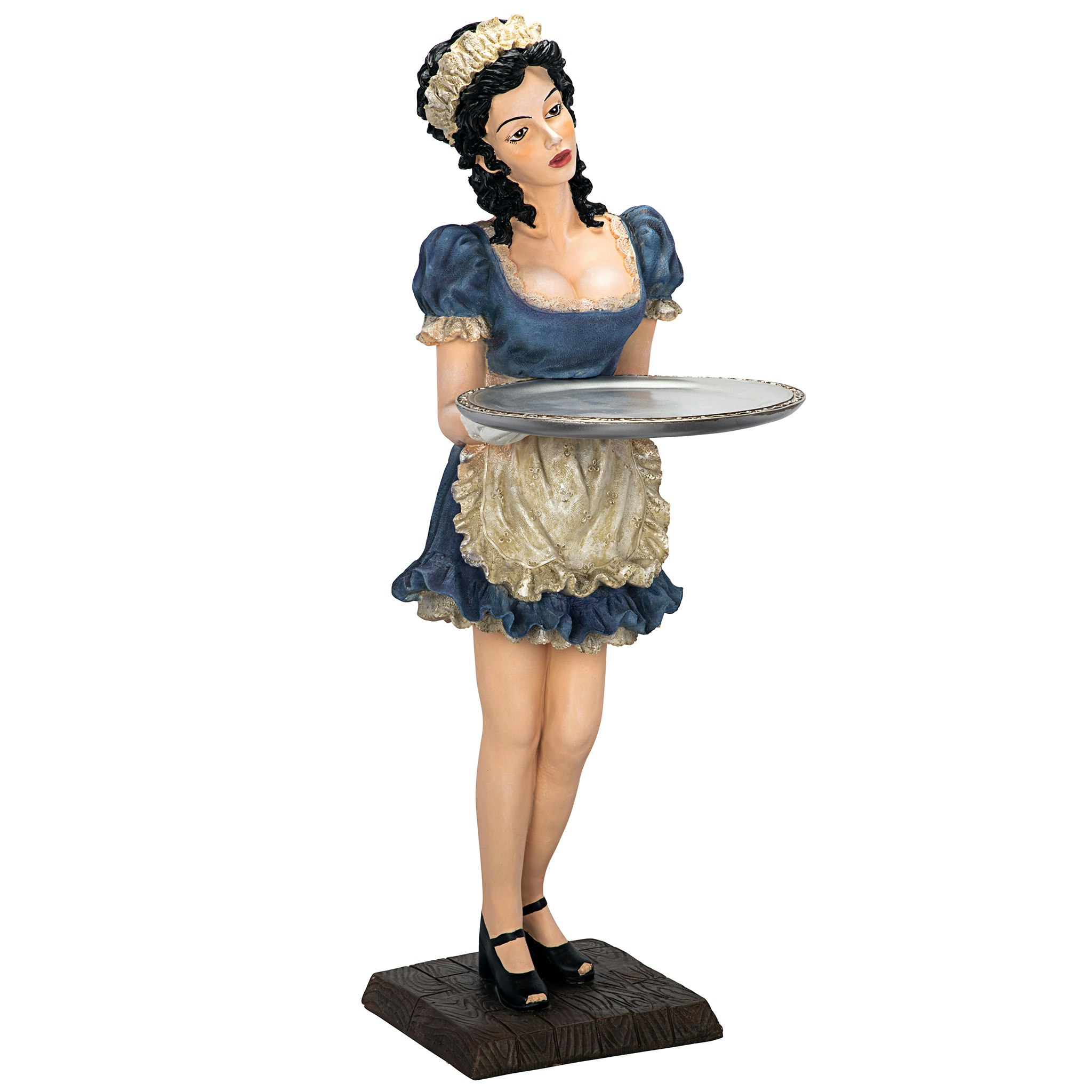 Toscano - Genevieve the Buxom French Maid Sculptural Pedestal Table in Designer Resin