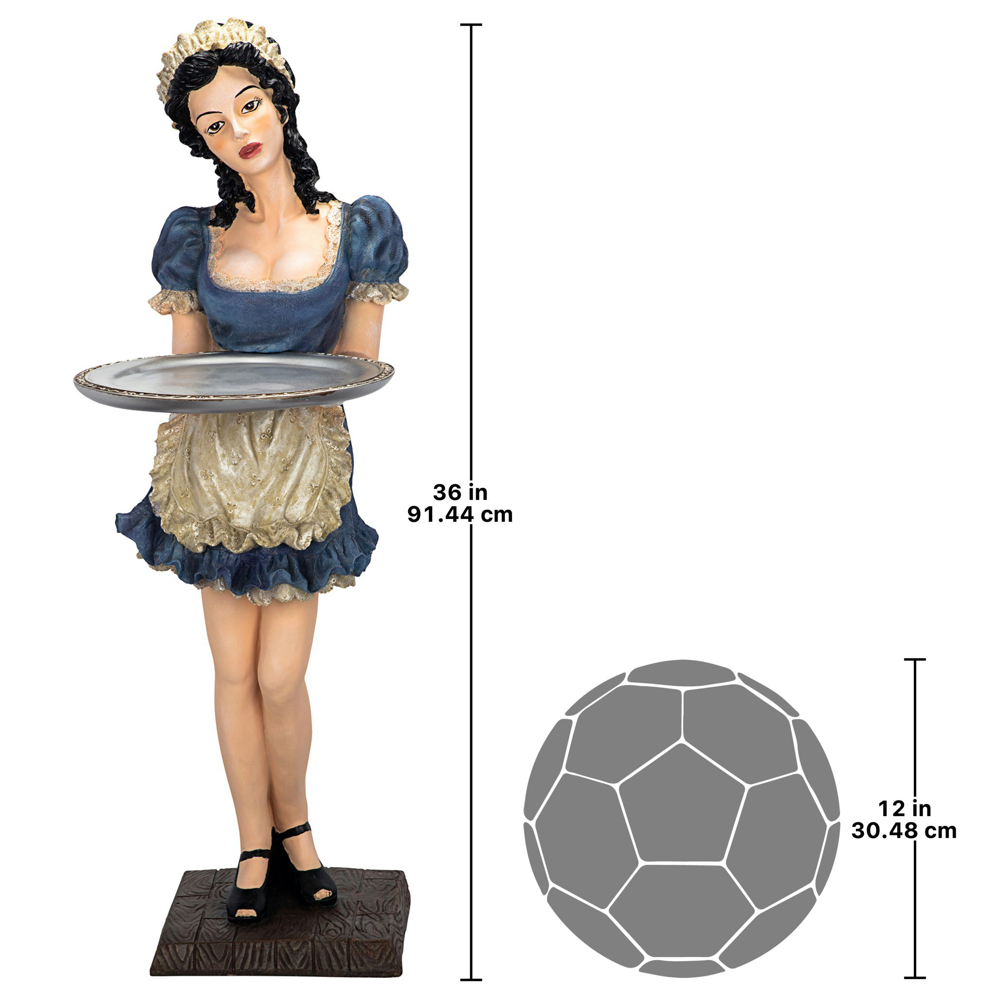 Toscano - Genevieve the Buxom French Maid Sculptural Pedestal Table in Designer Resin