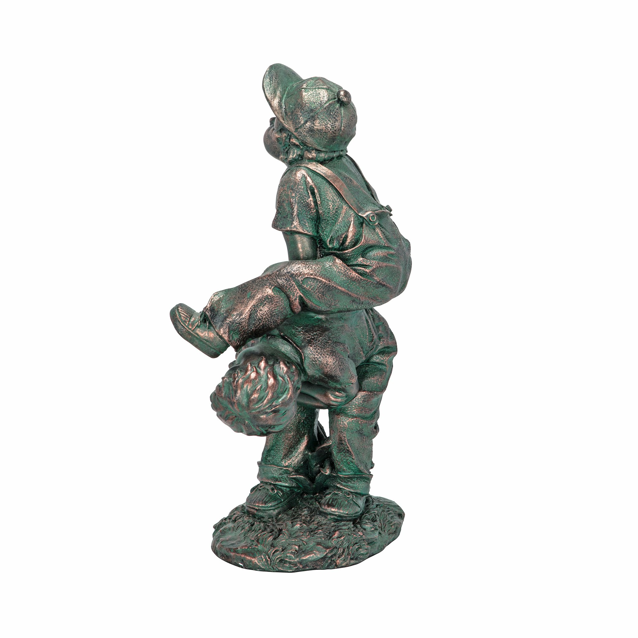 Toscano Leap Froggin Playing Boys Garden Statue - Verdigris