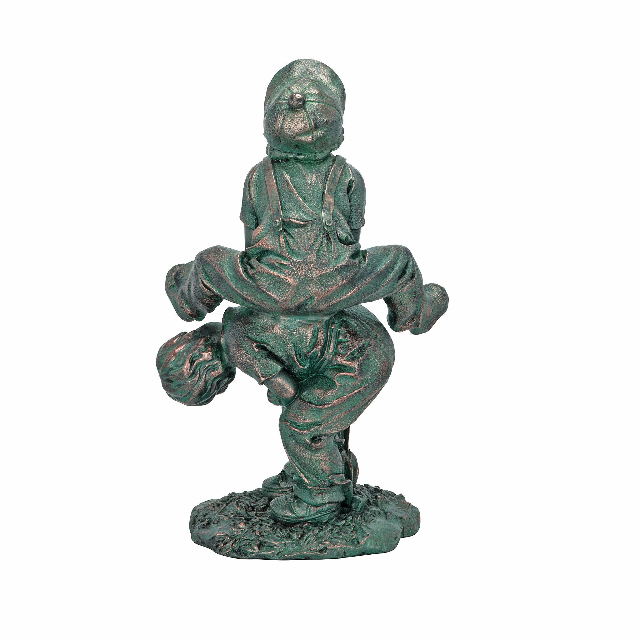 Toscano Leap Froggin Playing Boys Garden Statue - Verdigris