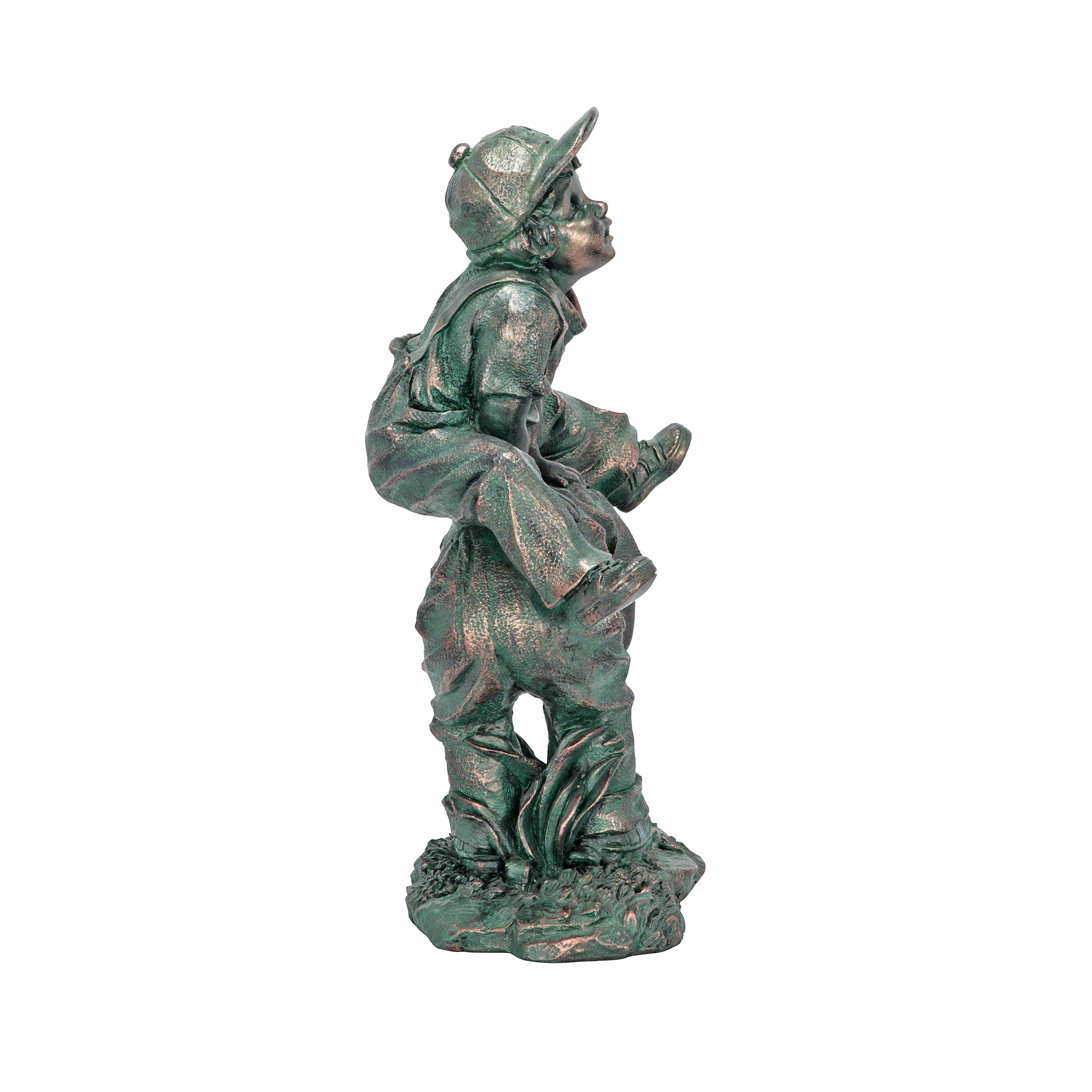 Toscano Leap Froggin Playing Boys Garden Statue - Verdigris