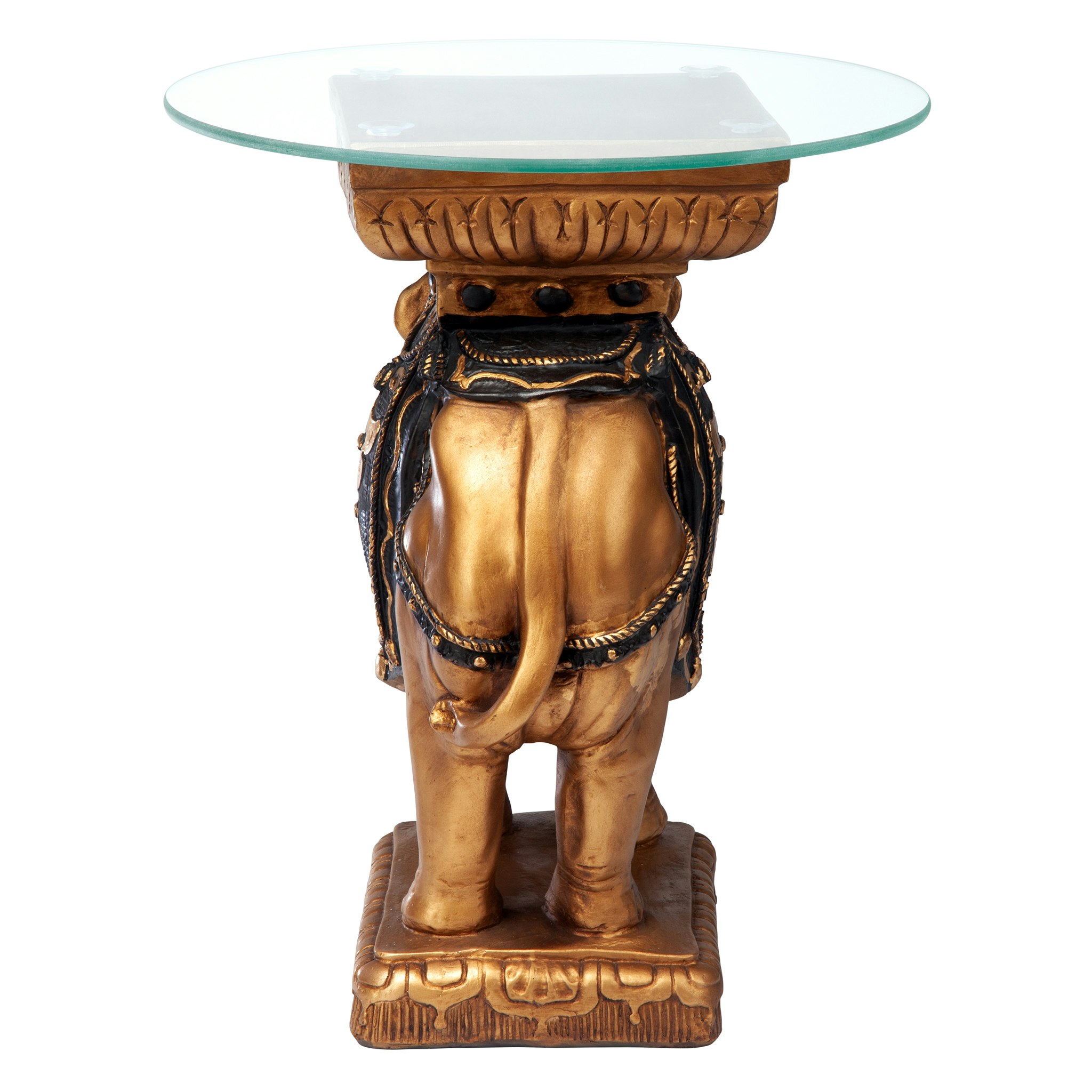 Toscano - Maharajah Elephant Sculptural Table in Black/Gold, Designer Resin