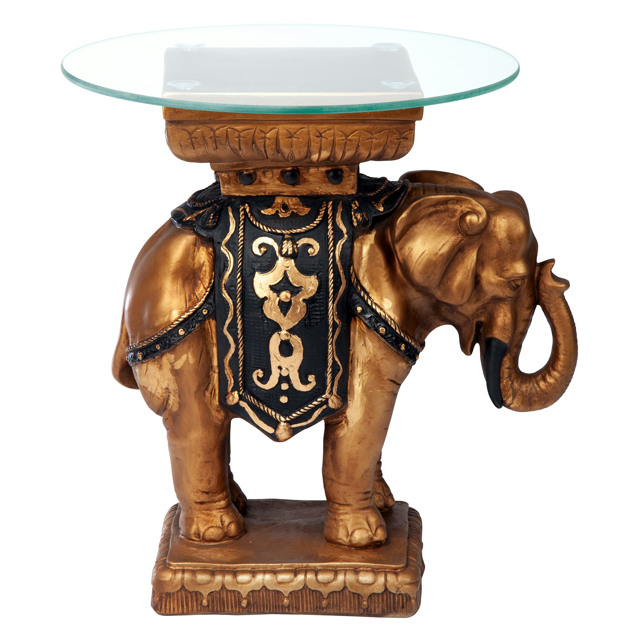 Toscano - Maharajah Elephant Sculptural Table in Black/Gold, Designer Resin