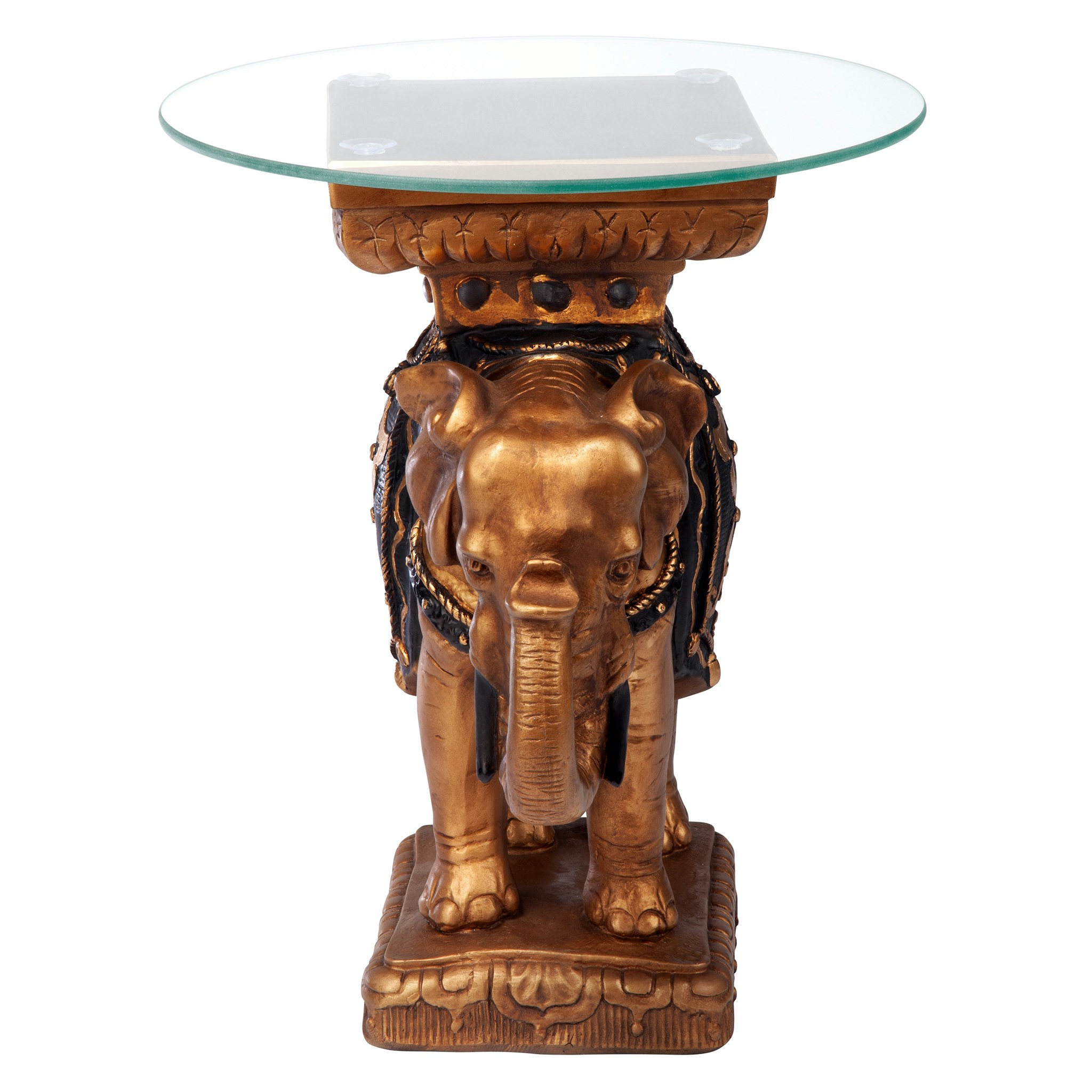 Toscano - Maharajah Elephant Sculptural Table in Black/Gold, Designer Resin