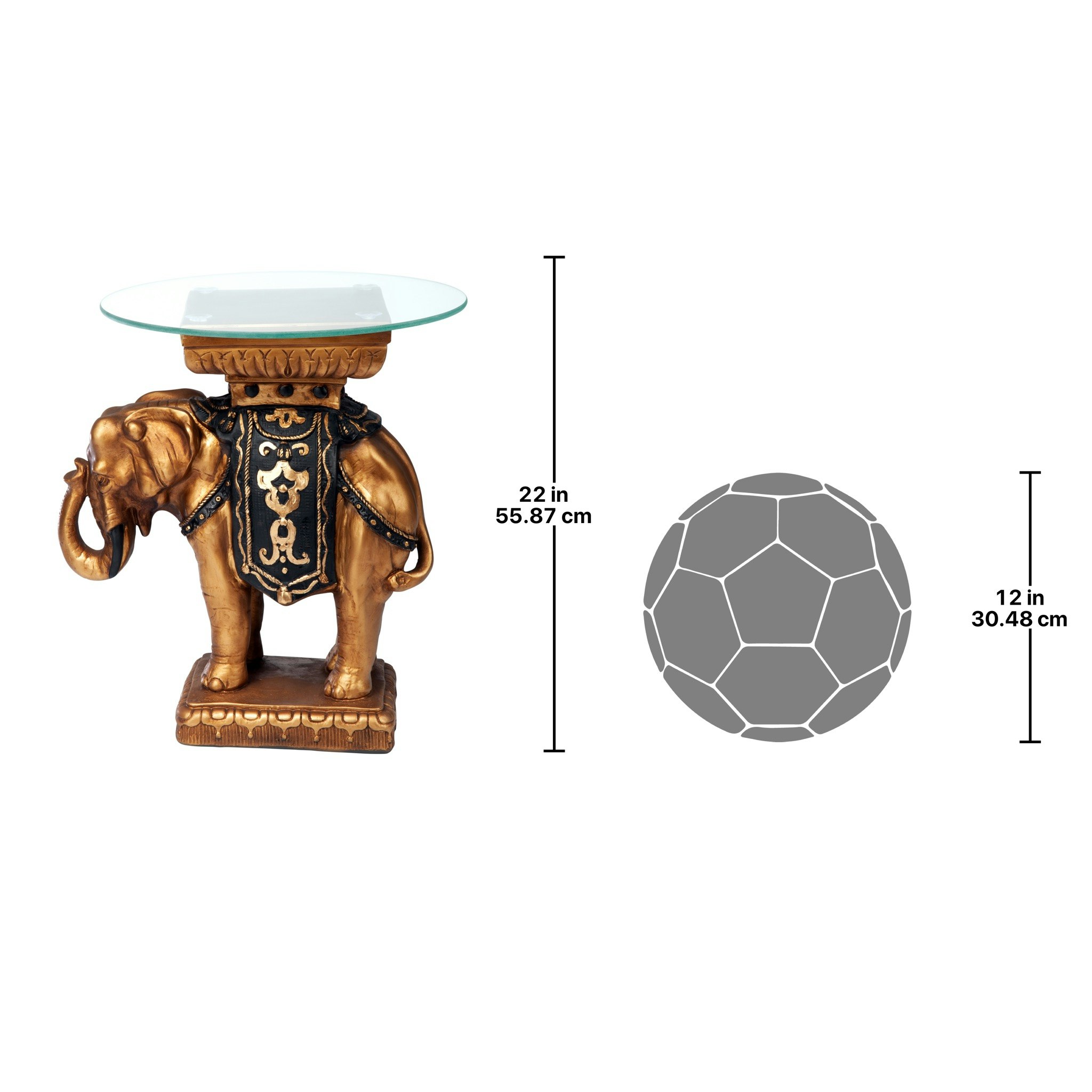 Toscano - Maharajah Elephant Sculptural Table in Black/Gold, Designer Resin