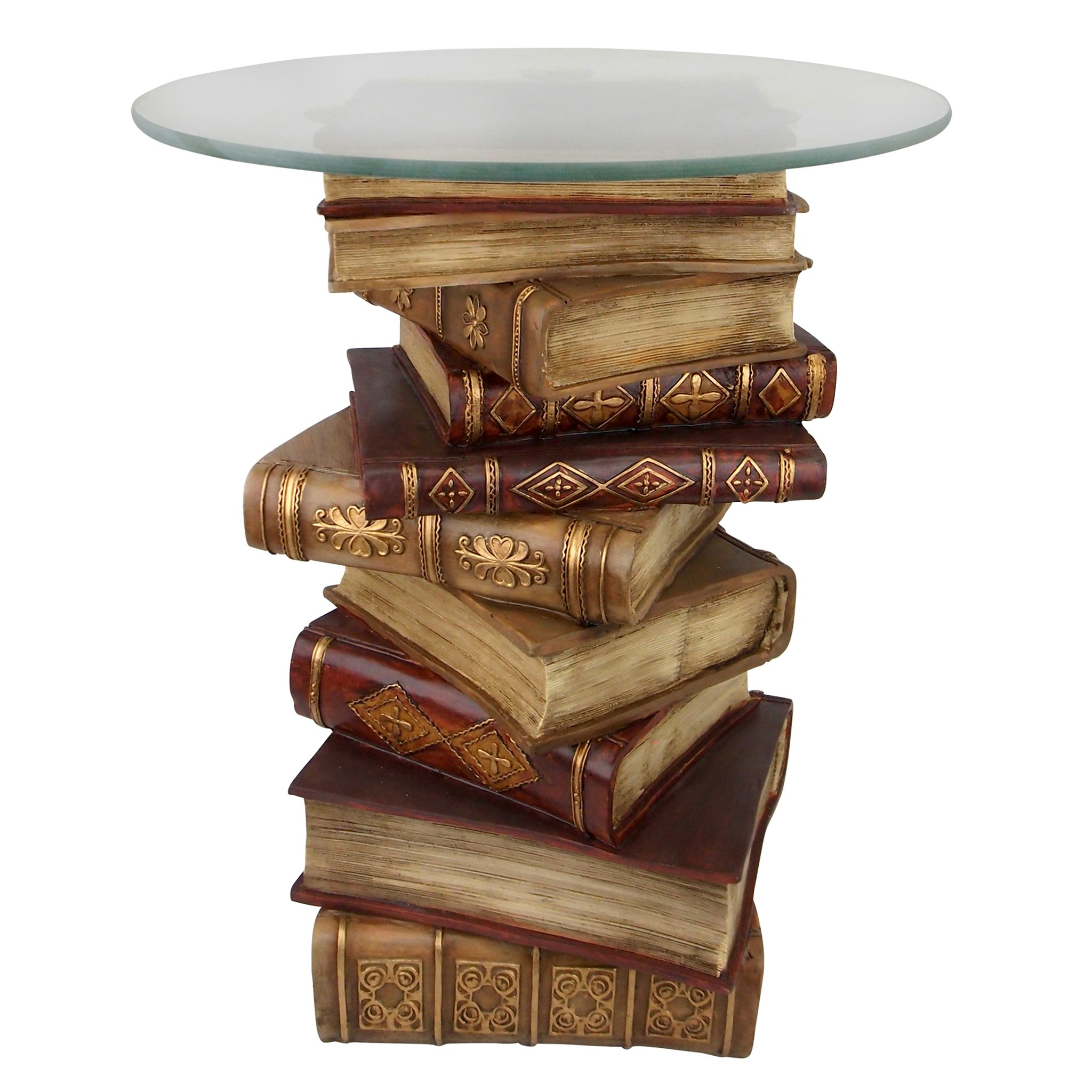 Toscano - Power of Books Sculptural Side Table in Designer Resin