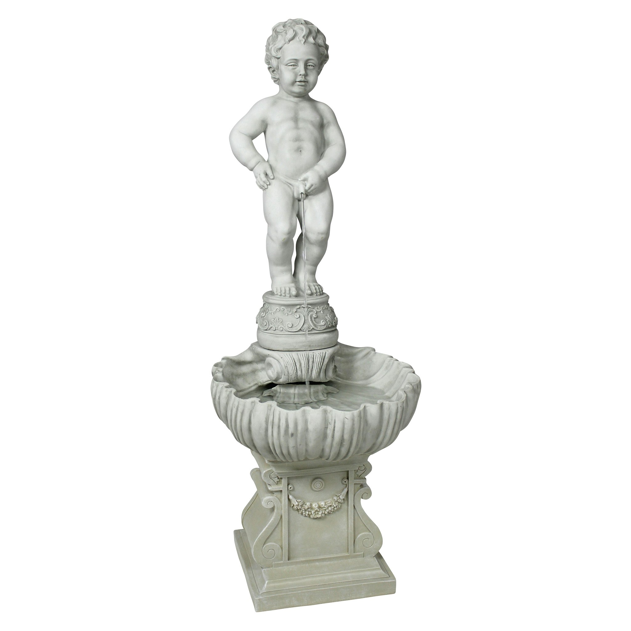 Toscano - The Peeing Boy of Brussels Sculptural Fountain with Plinth Base