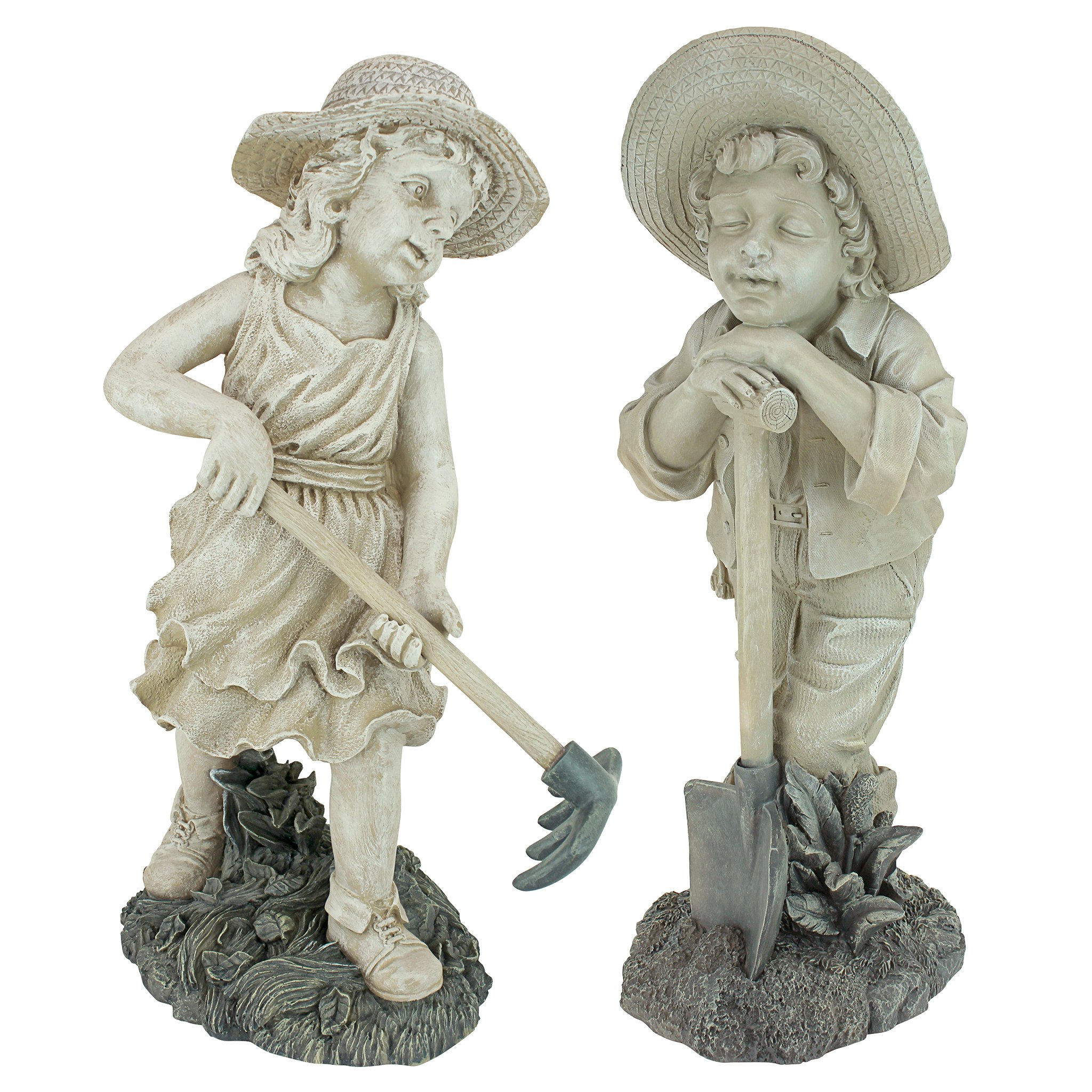 Toscano - Set of 2 Young Gardener Rebecca and Samuel Statues