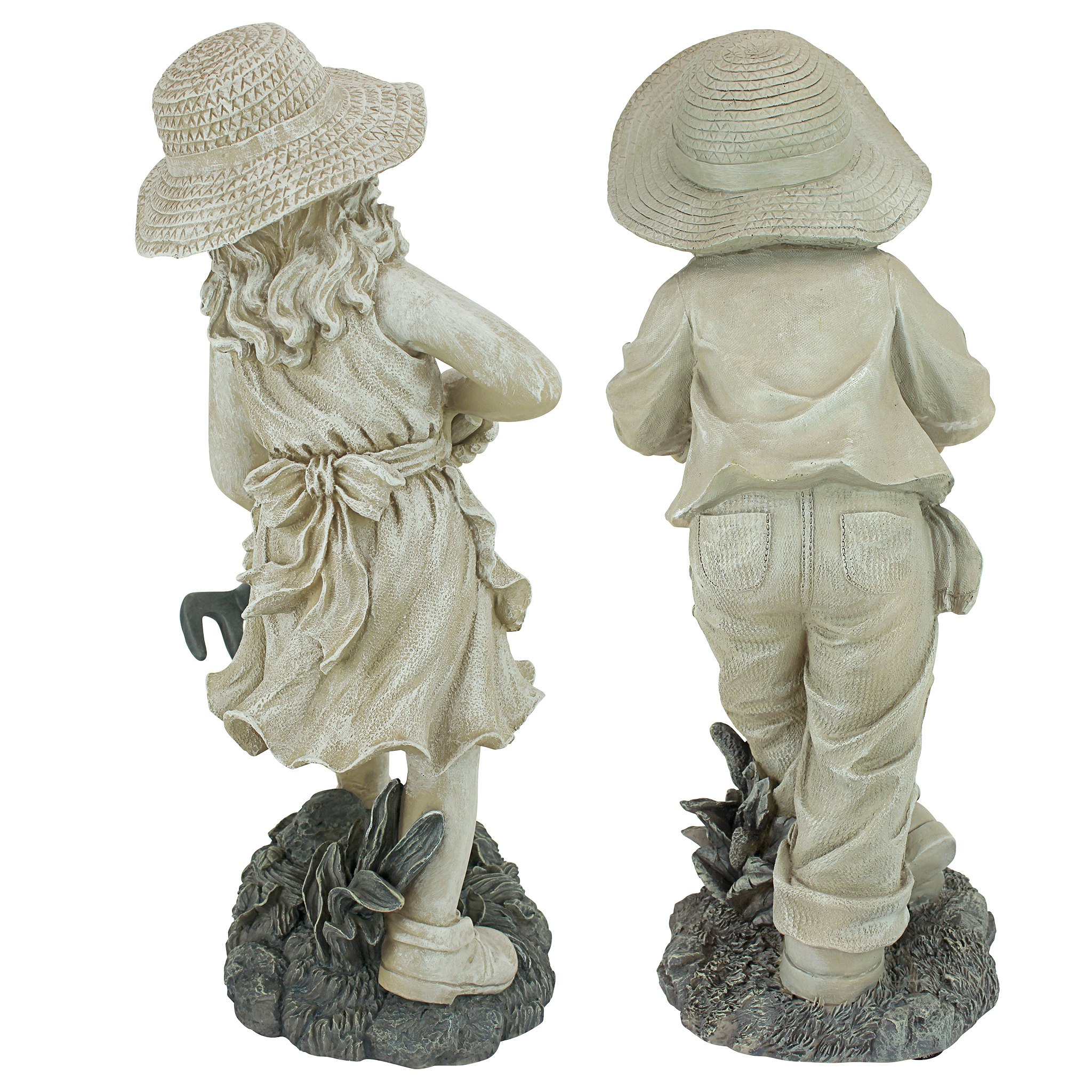 Toscano Set of 2 Young Gardener Rebecca and Samuel Statues - Large