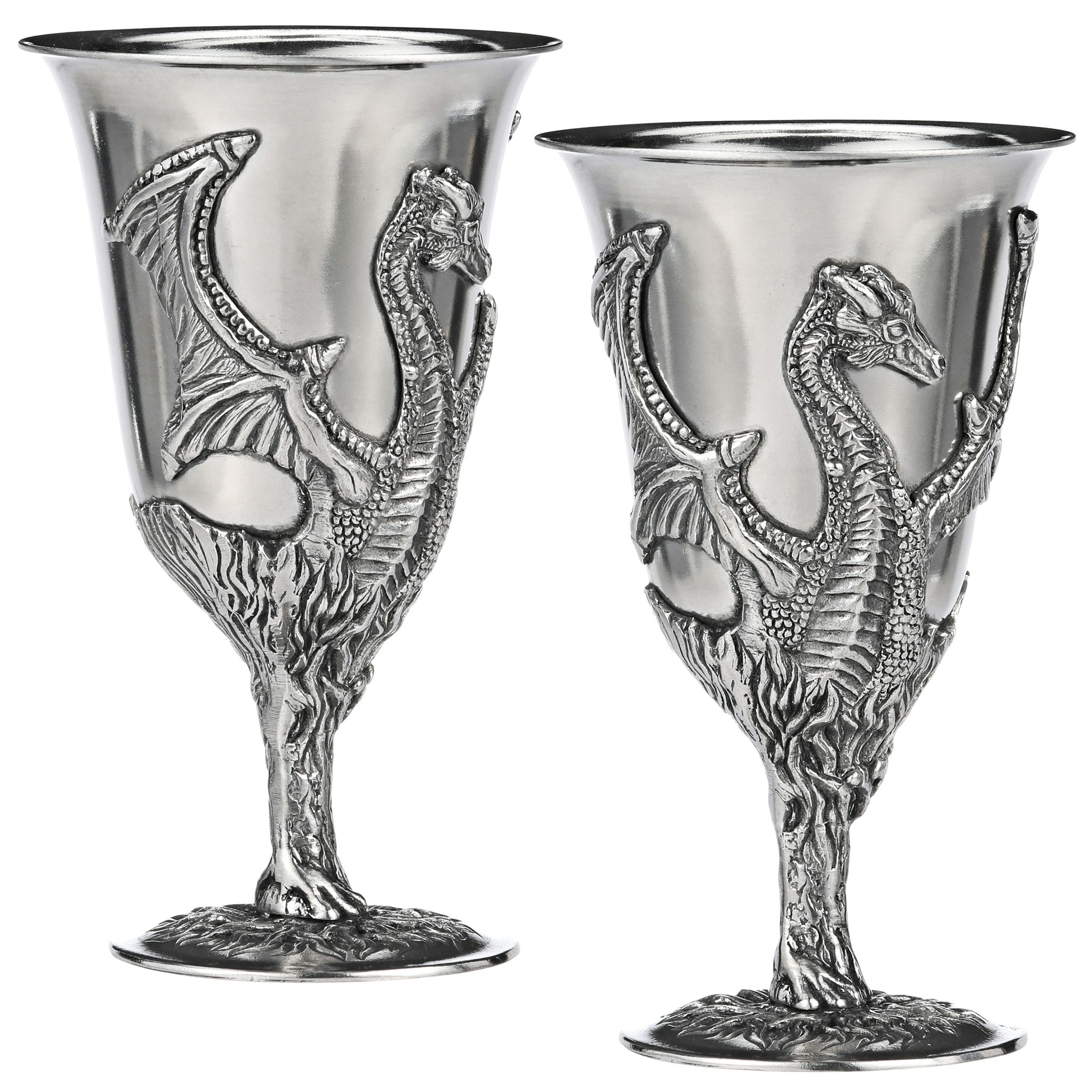 Toscano - Set of 2 Dragon Goblets with Gift Box in Pewter