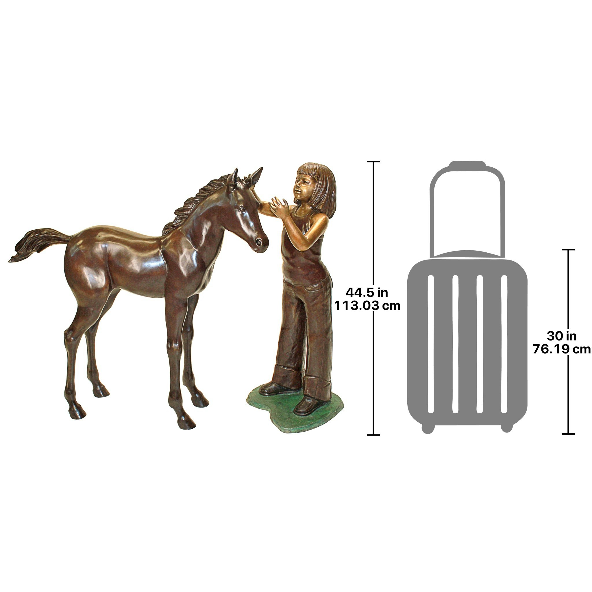 Toscano - Set of 2 Preening Equestrian Girl and Horse Garden Statues