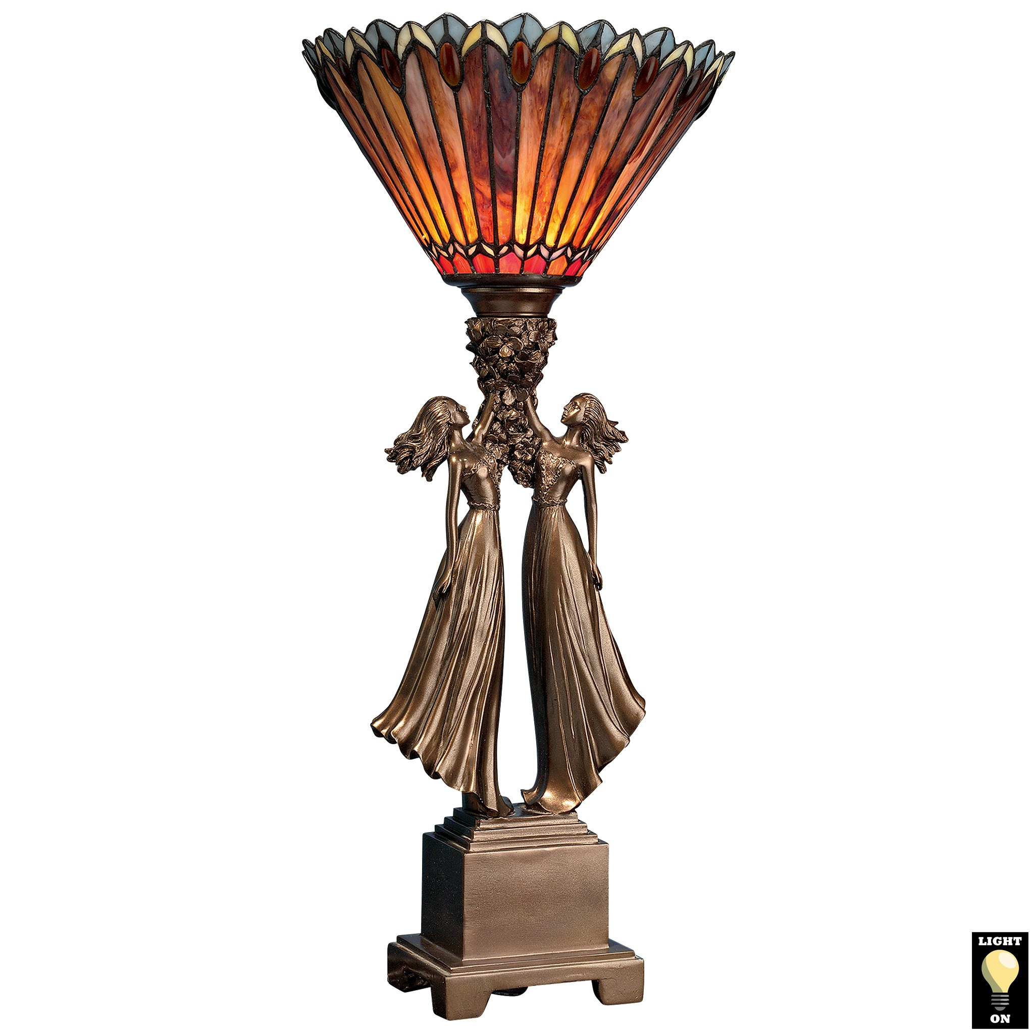 Toscano - Twin Flower Maidens Lamp in Stained Glass