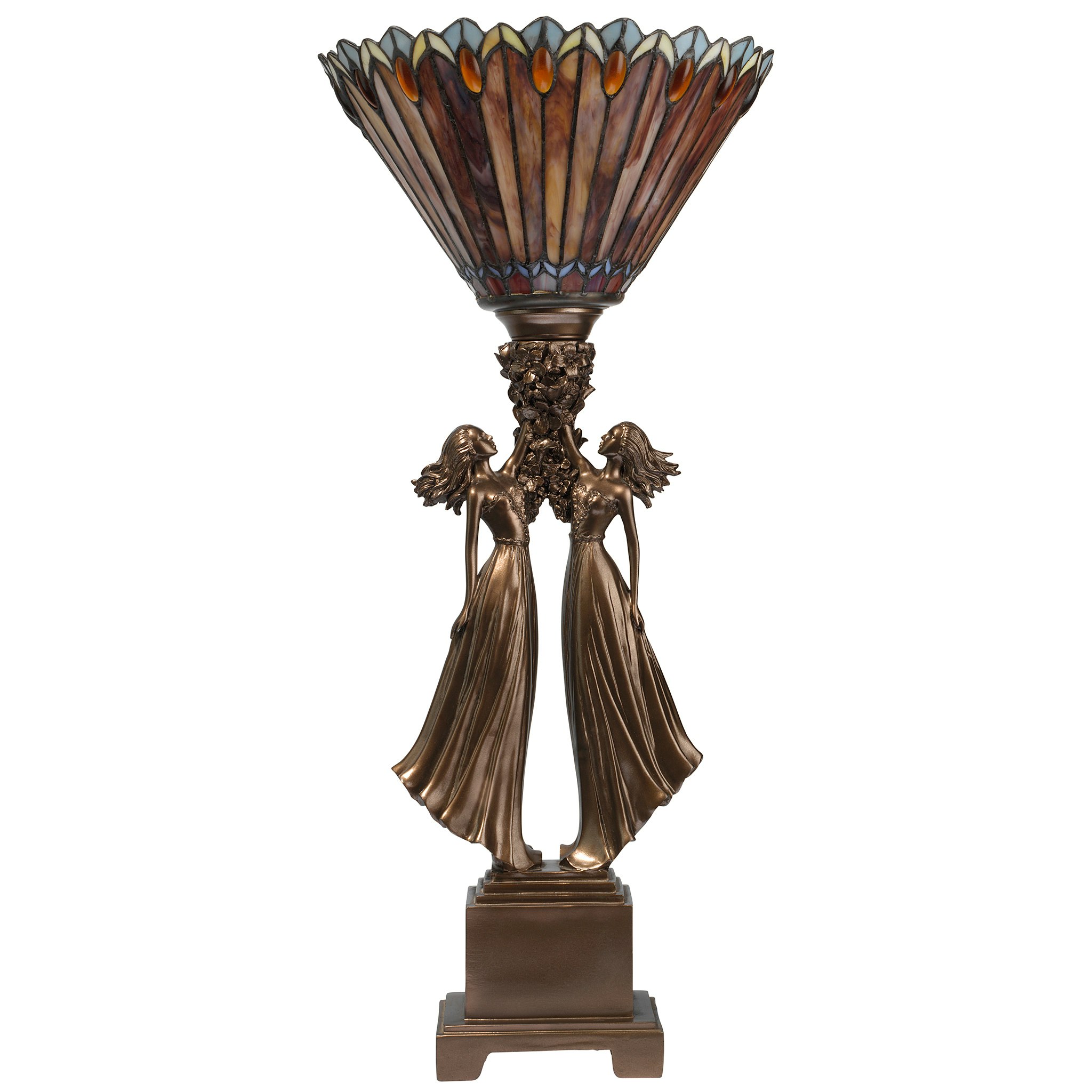 Toscano - Twin Flower Maidens Lamp in Stained Glass