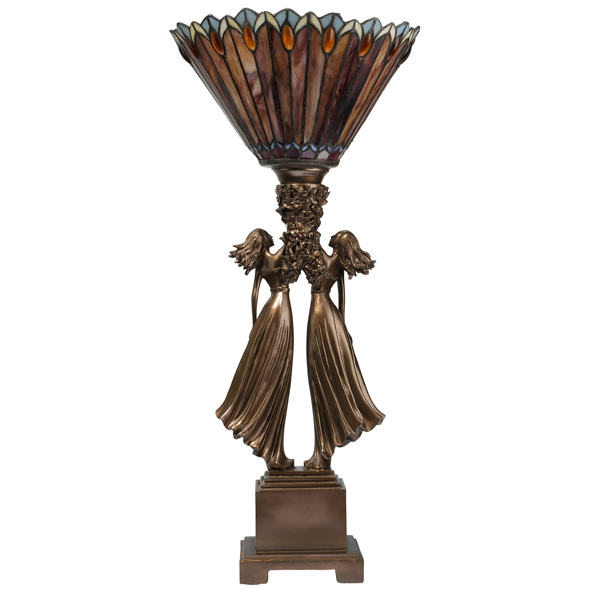 Toscano - Twin Flower Maidens Lamp in Stained Glass