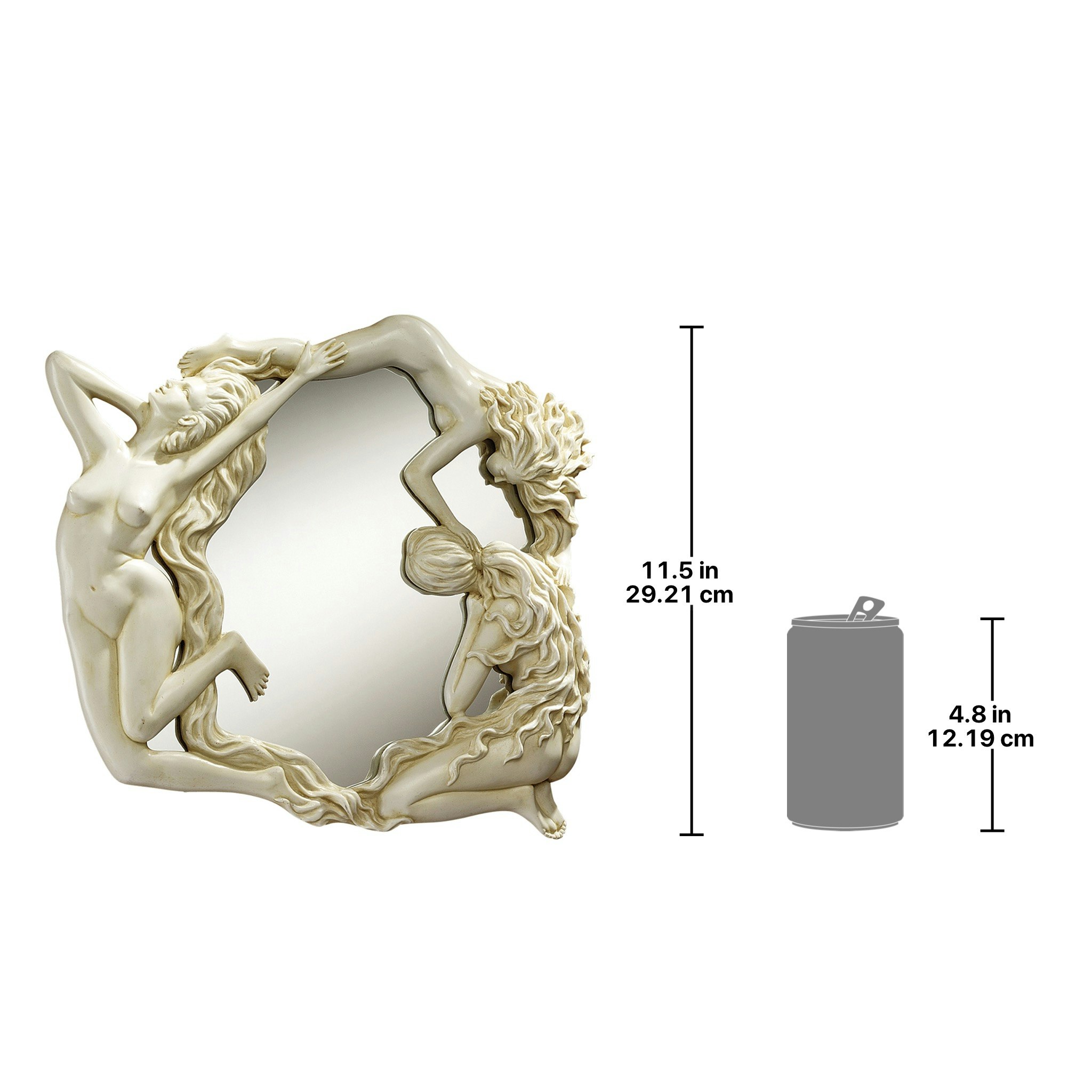 Toscano - Dance of the Nymphs Sculptural Wall Mirror in Ancient Ivory, Designer Resin