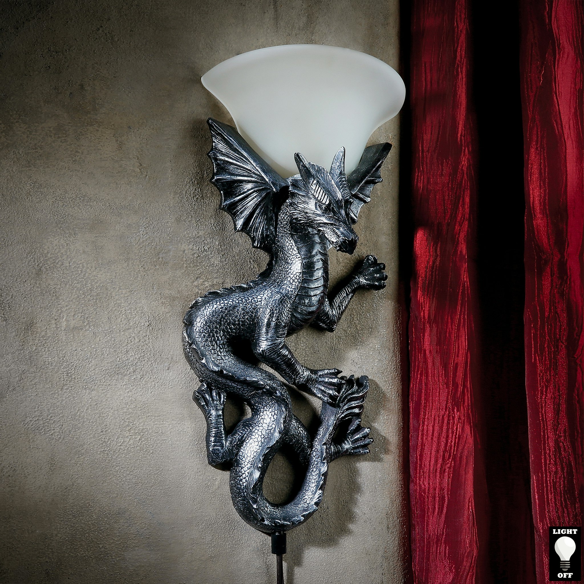 Toscano - Heraldic Dragon of Ravenscraig Castle Lighted Wall Sconce