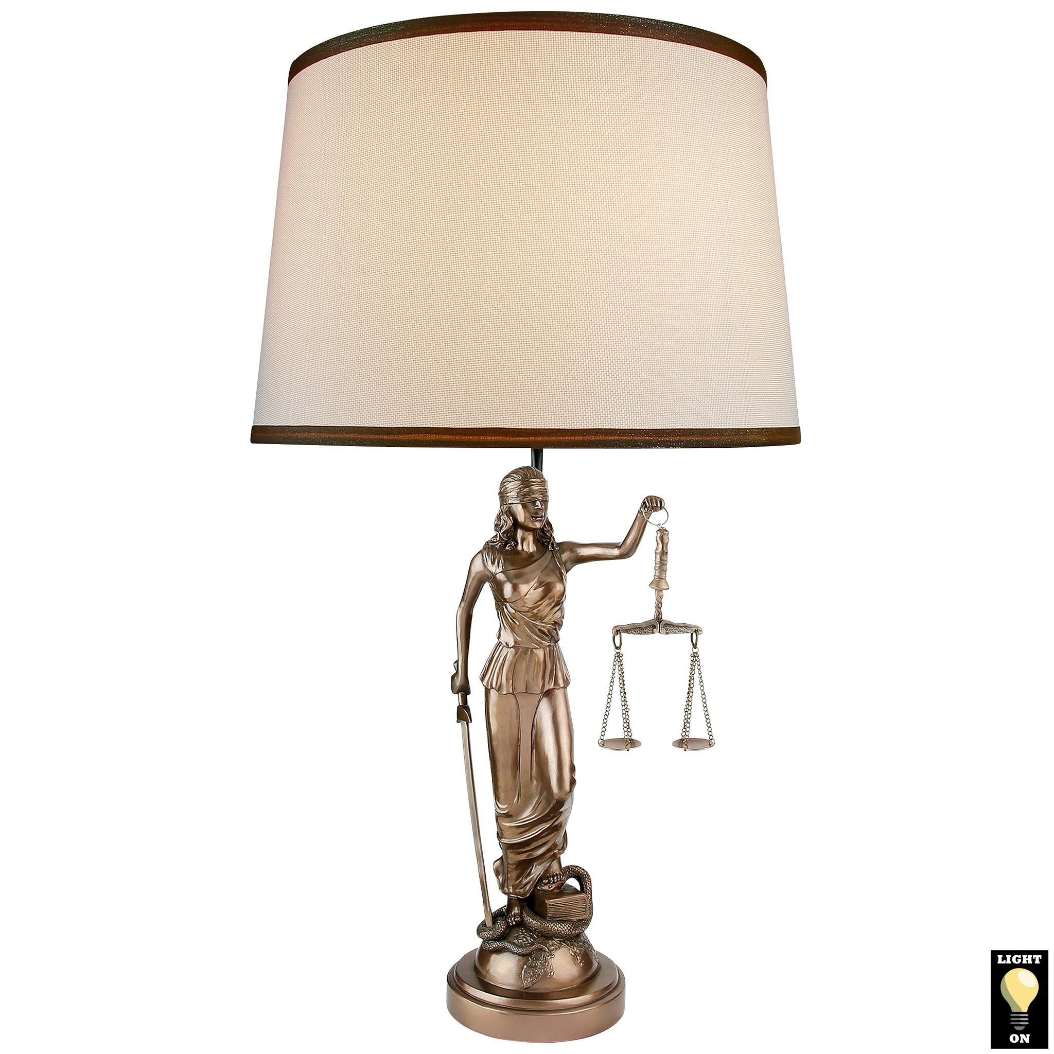 Toscano - Blind Justice Greek Goddess of Law Table Lamp in Bronze, Designer Resin