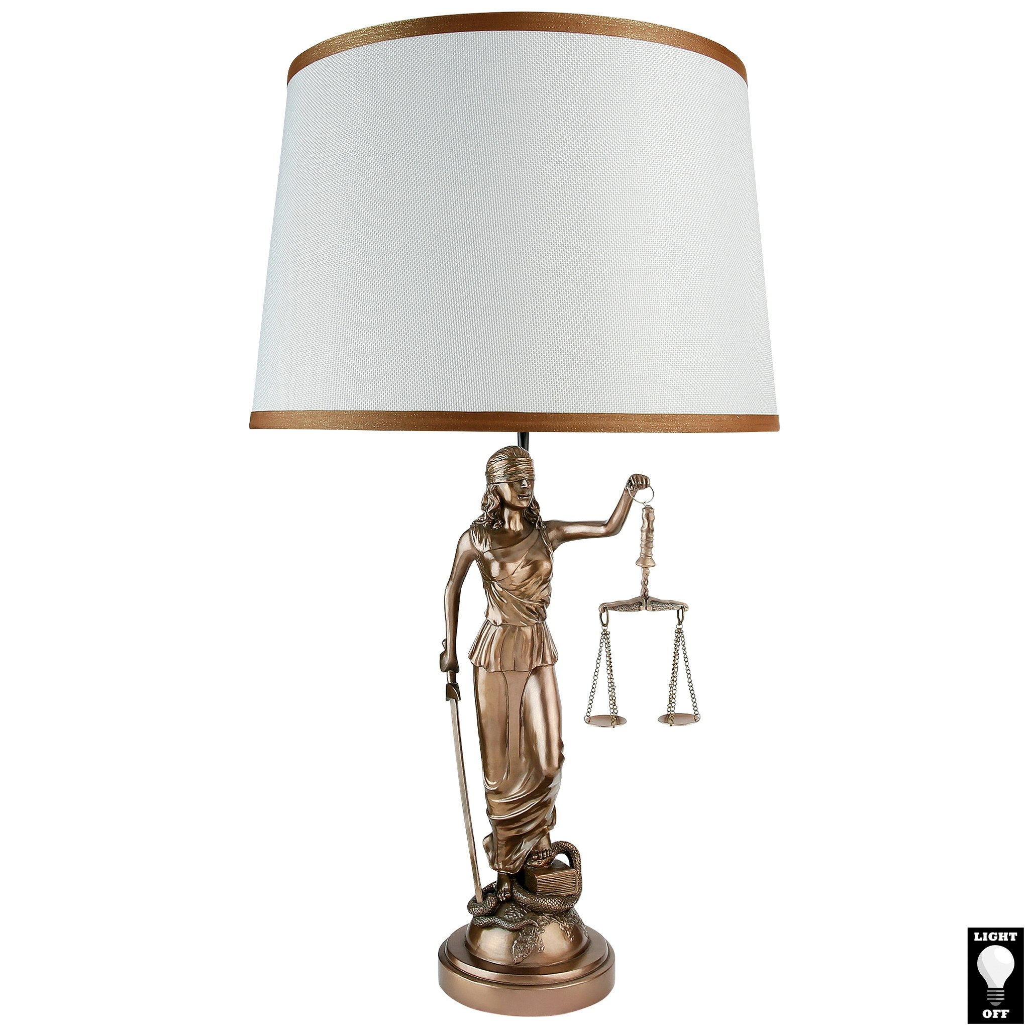 Toscano - Blind Justice Greek Goddess of Law Table Lamp in Bronze, Designer Resin