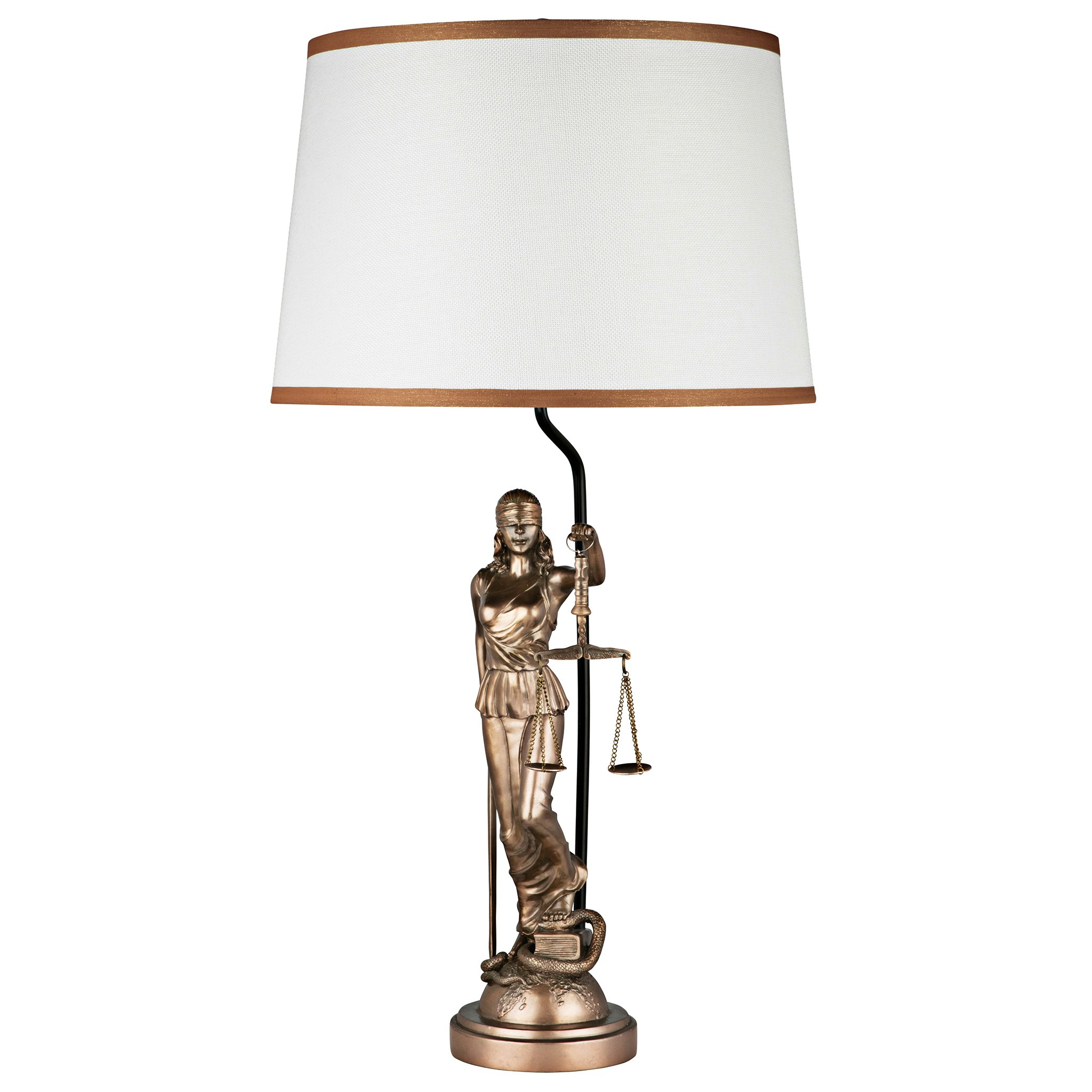 Toscano - Blind Justice Greek Goddess of Law Table Lamp in Bronze, Designer Resin