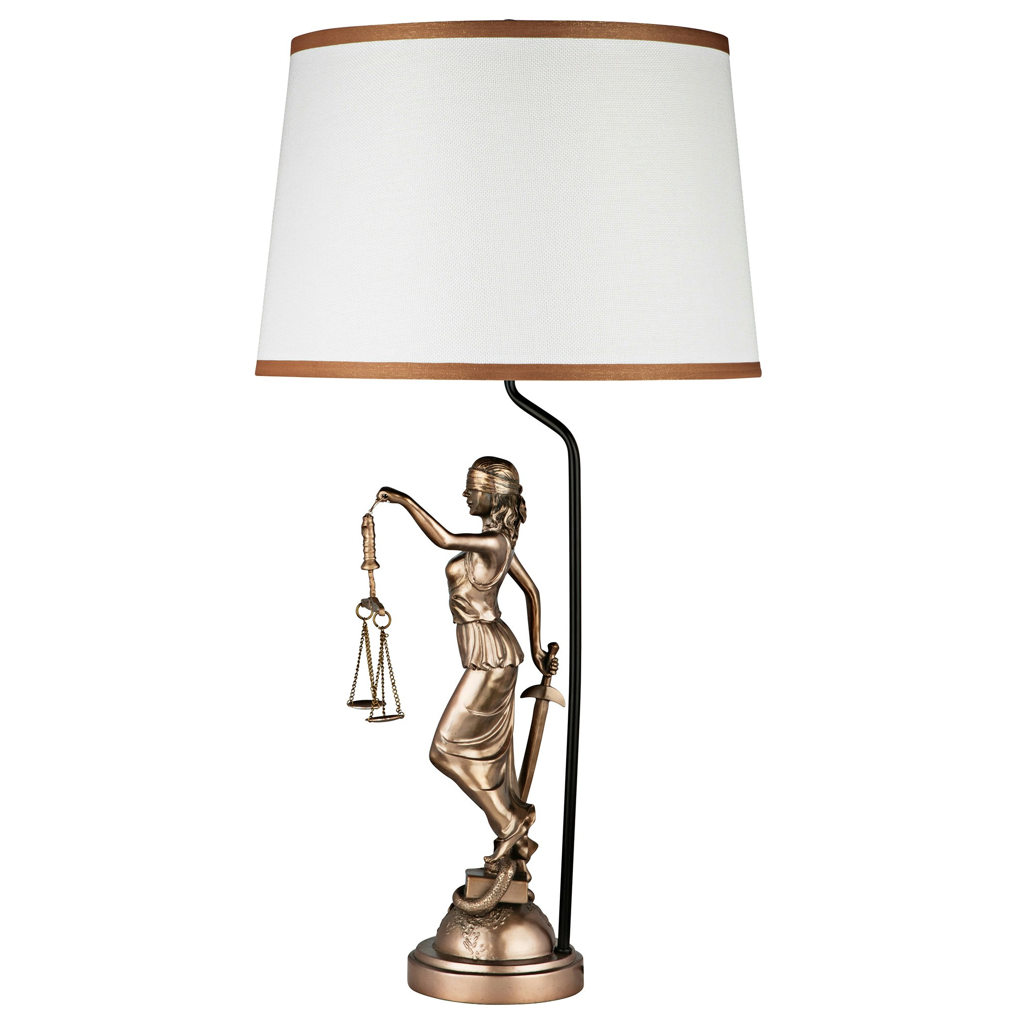 Toscano - Blind Justice Greek Goddess of Law Table Lamp in Bronze, Designer Resin