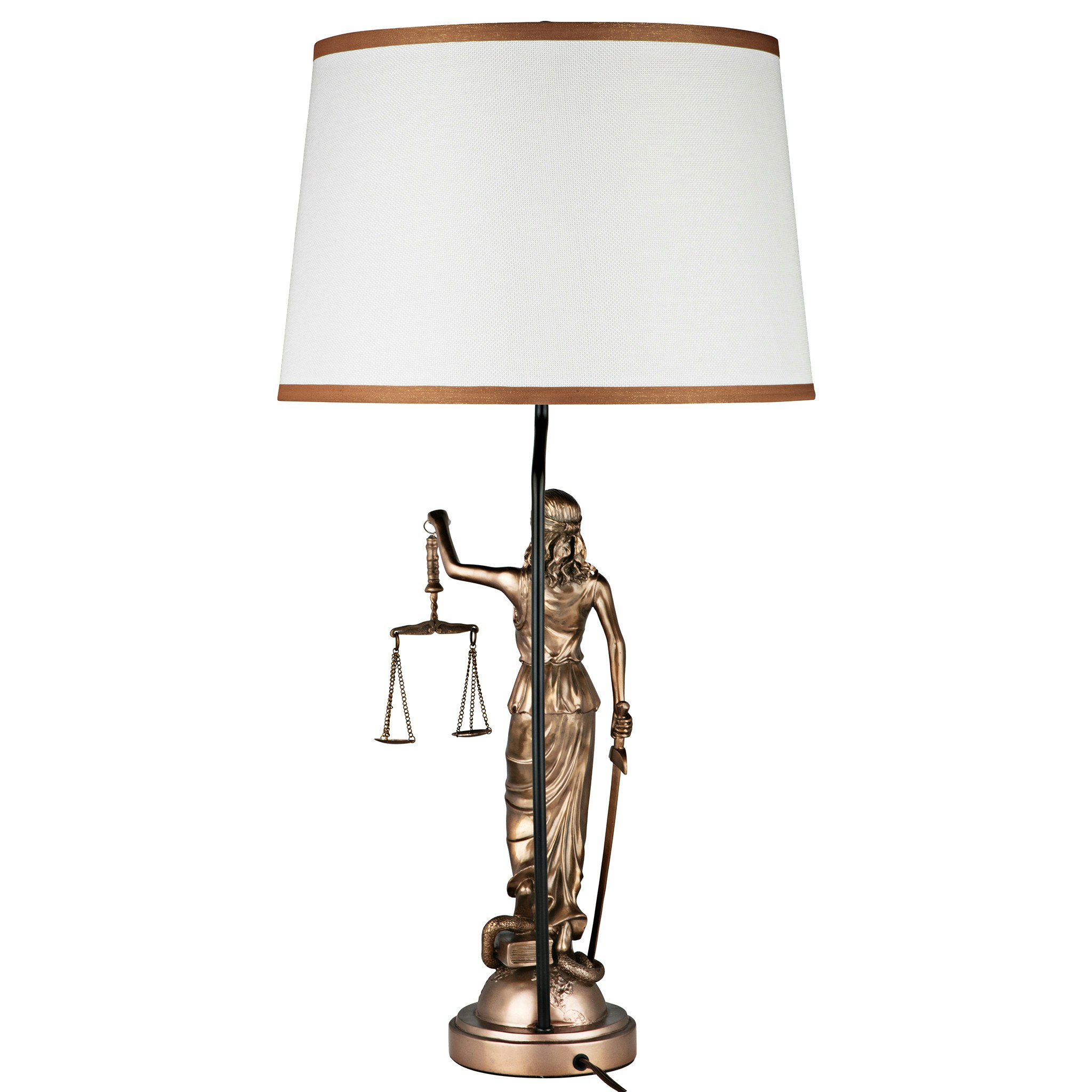 Toscano - Blind Justice Greek Goddess of Law Table Lamp in Bronze, Designer Resin