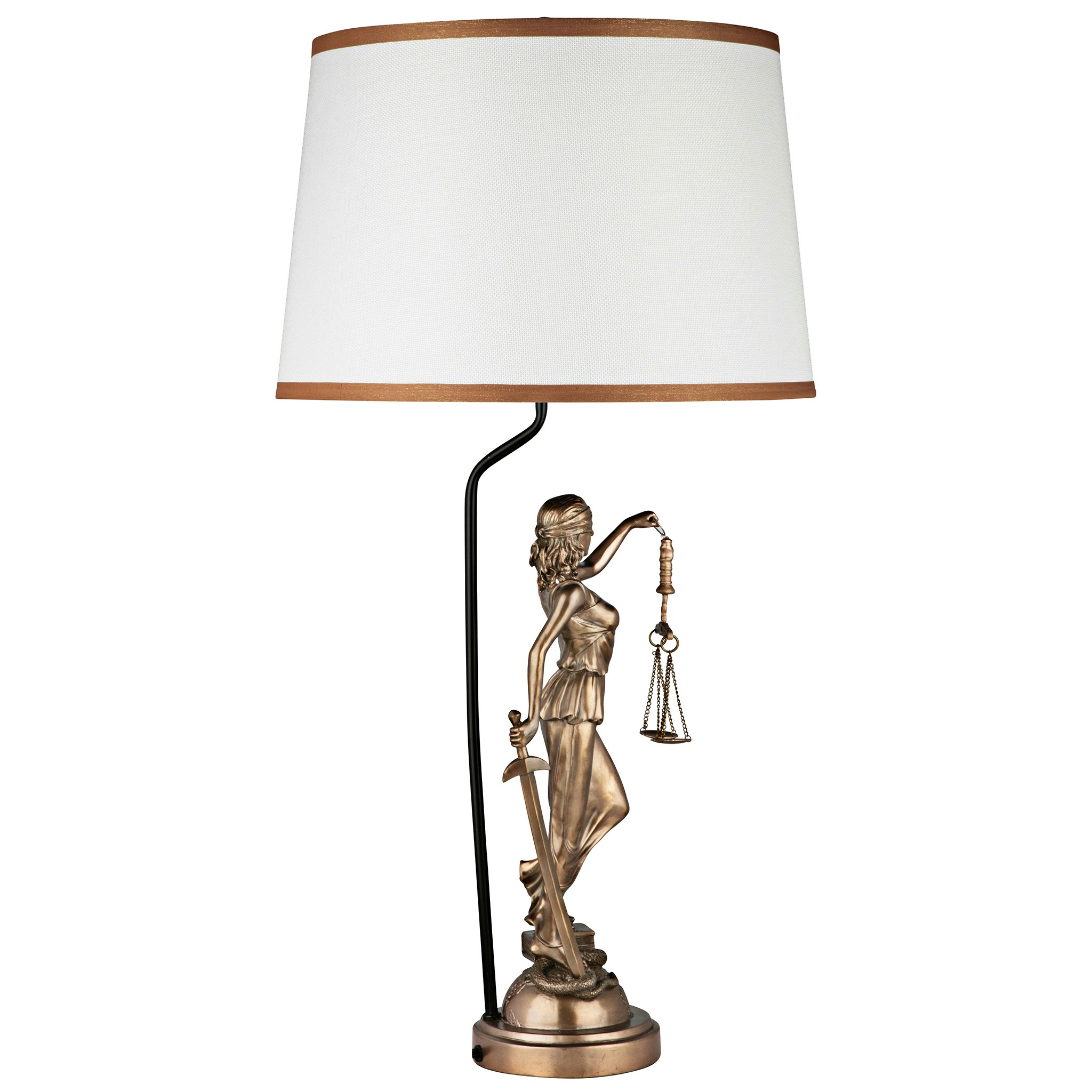 Toscano - Blind Justice Greek Goddess of Law Table Lamp in Bronze, Designer Resin