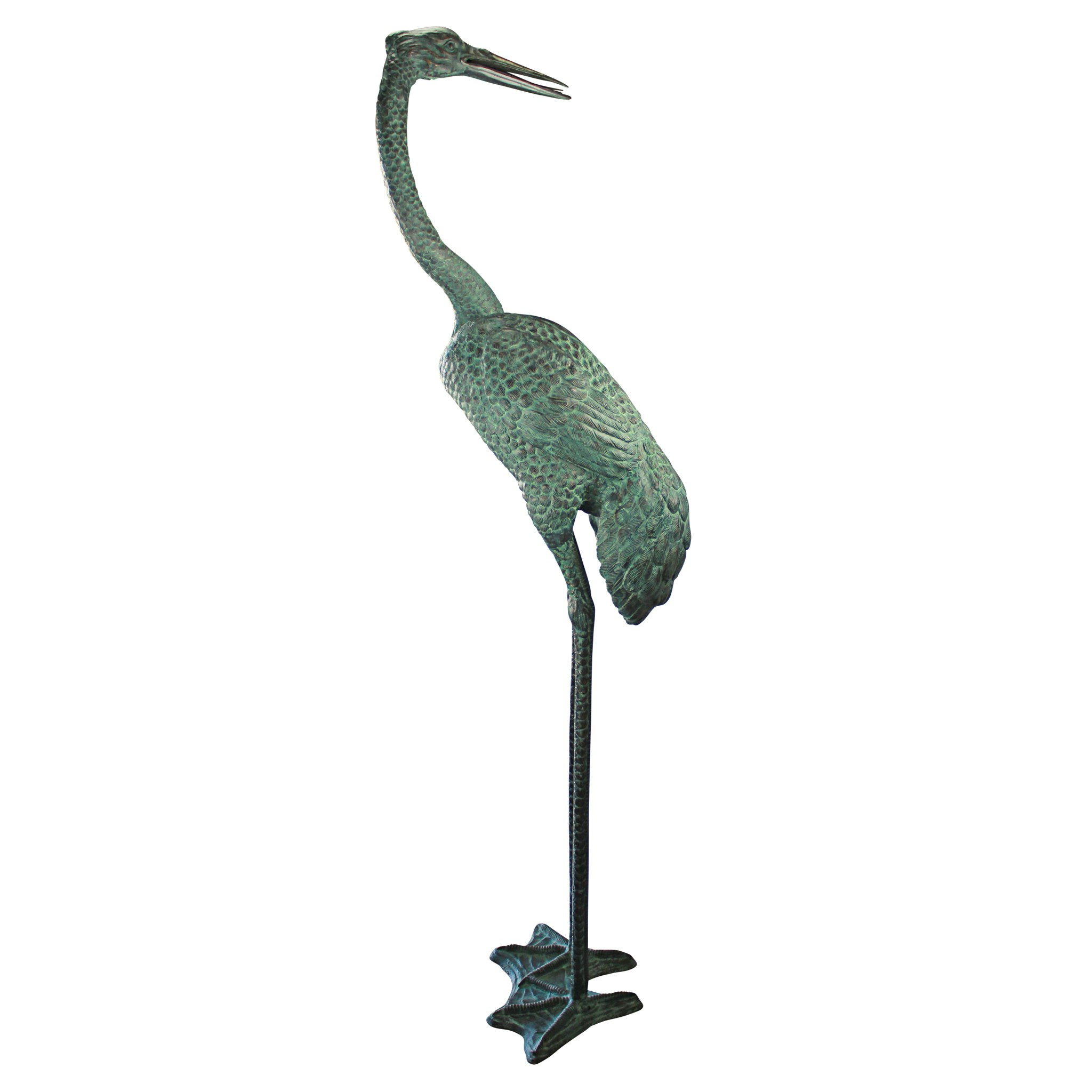 Toscano Colossal Crane Garden Statue - Curved Neck