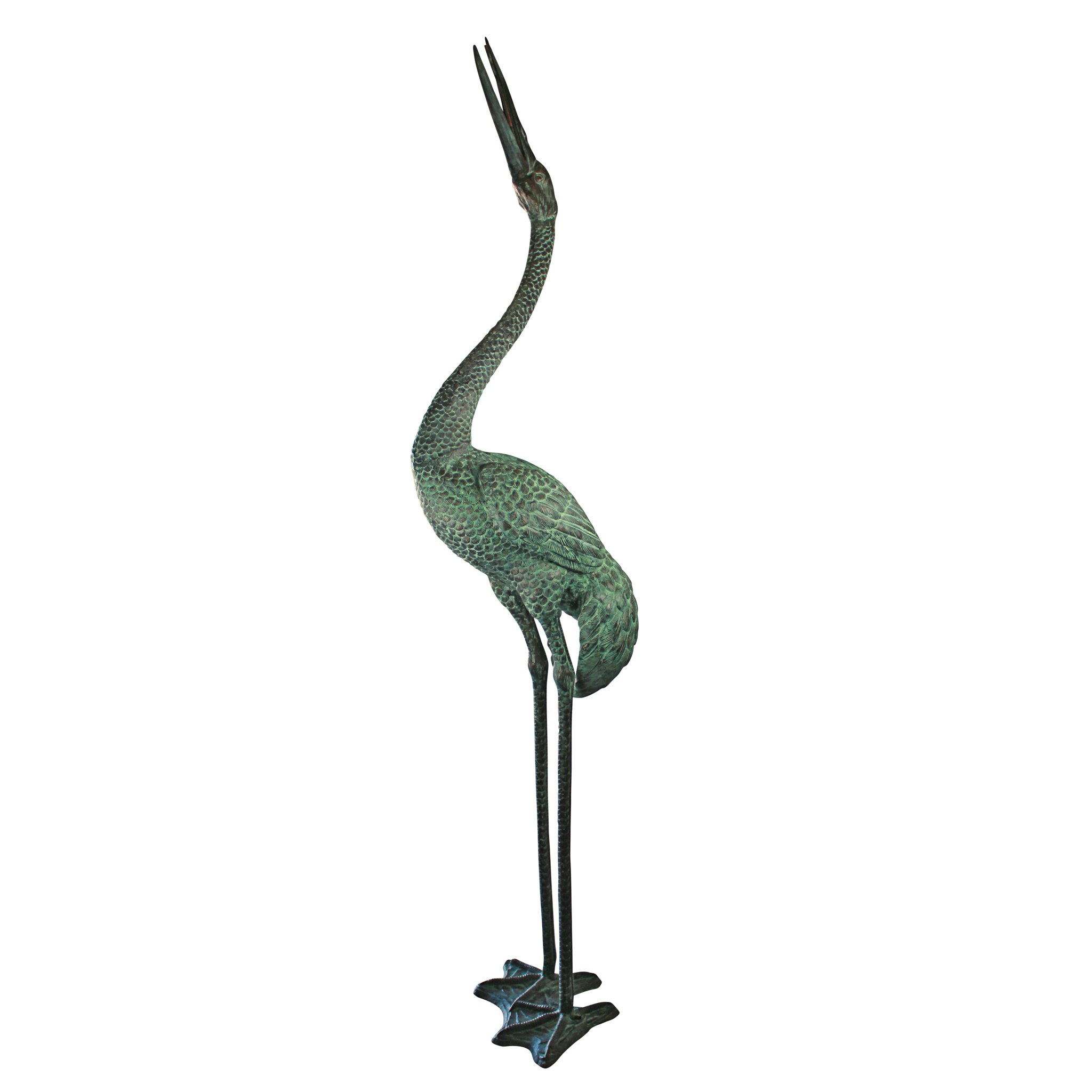 Toscano Colossal Crane Garden Statue - Straight Neck