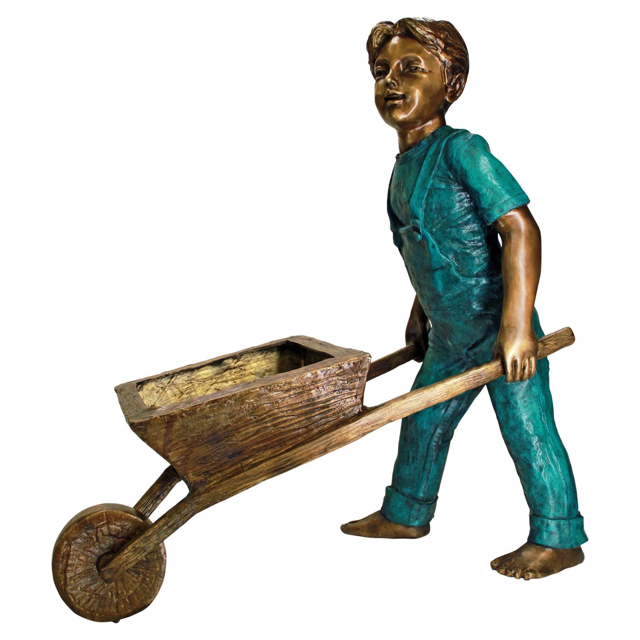 Toscano - Wheelbarrow Willie Garden Boy Garden Statue