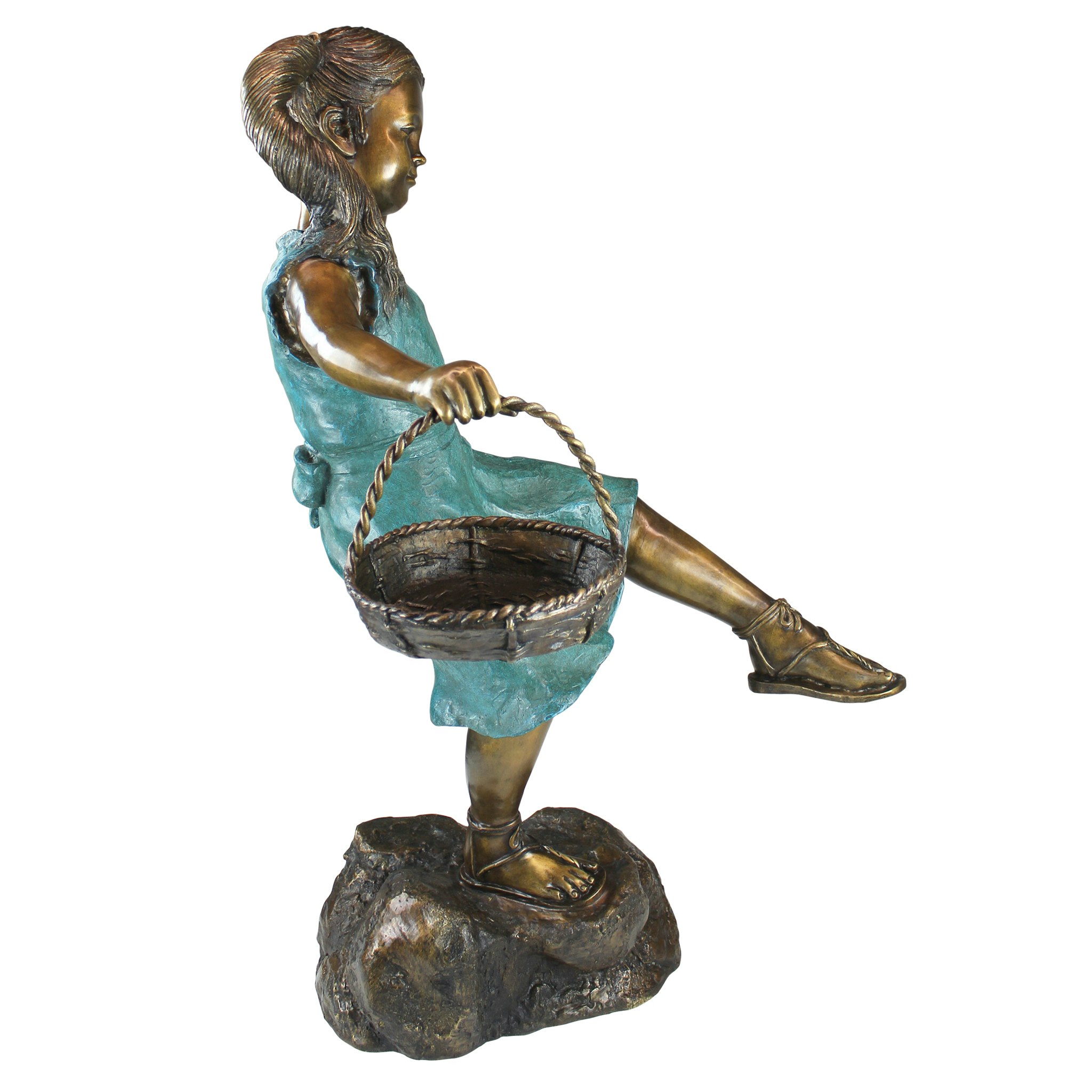 Toscano - Brittany with a Basket Little Girl Garden Statue