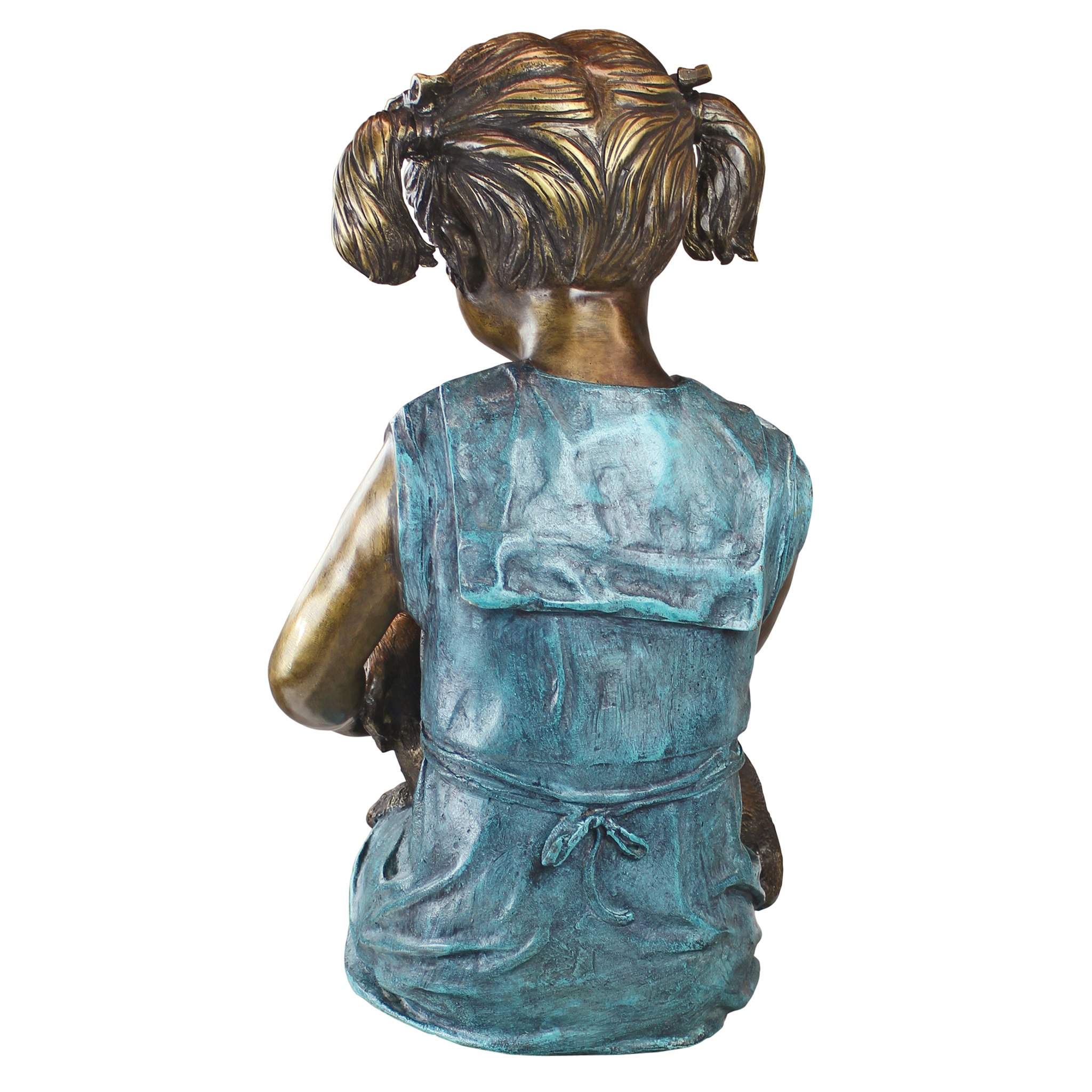 Toscano - Sitting Savannah Girl with Dog Garden Statue