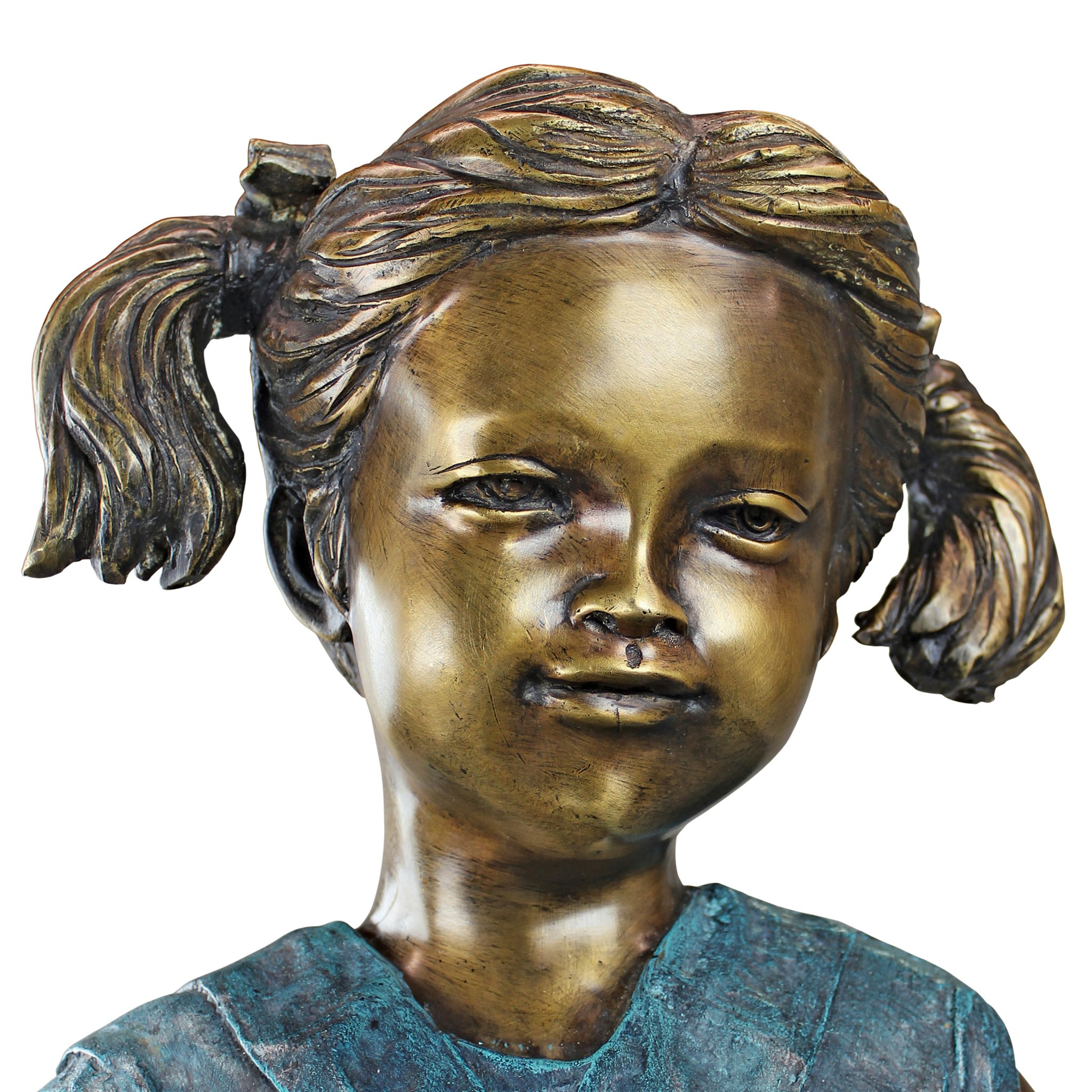 Toscano - Sitting Savannah Girl with Dog Garden Statue