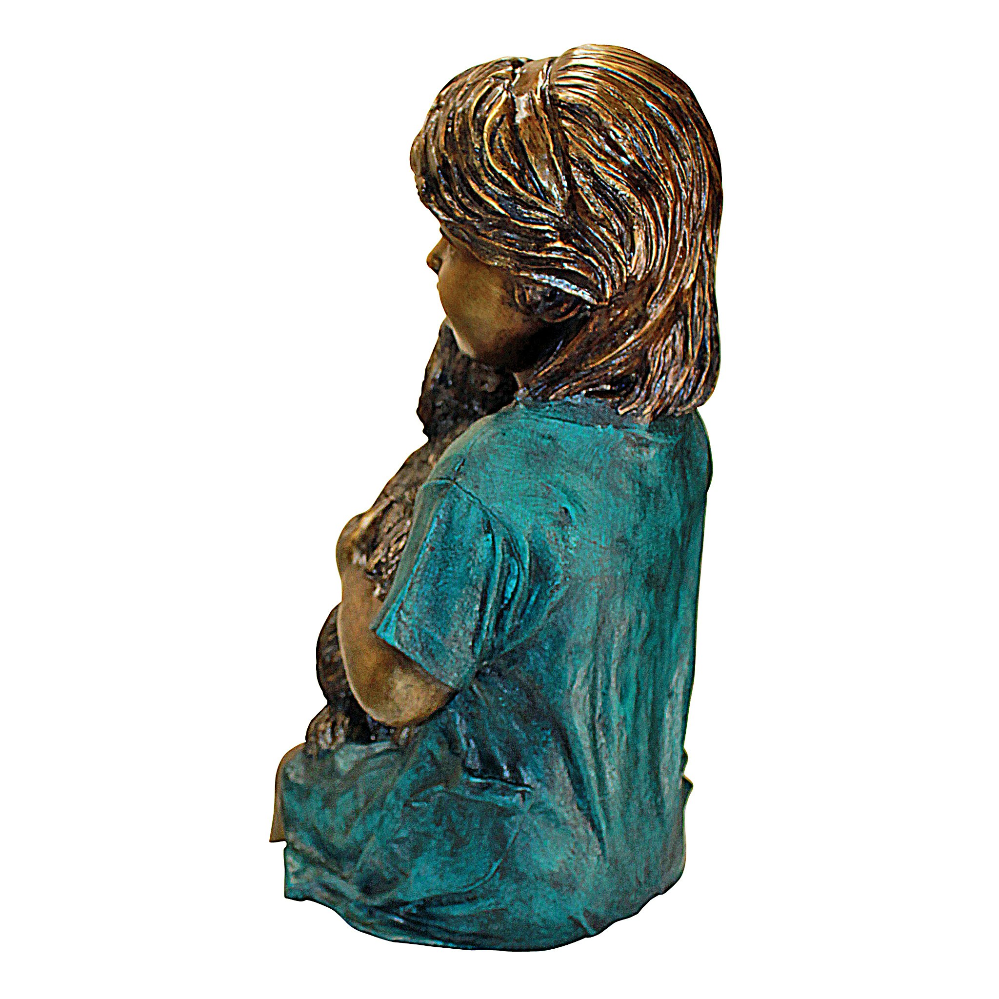 Toscano - Puppy Kisses Sitting Girl Garden Statue