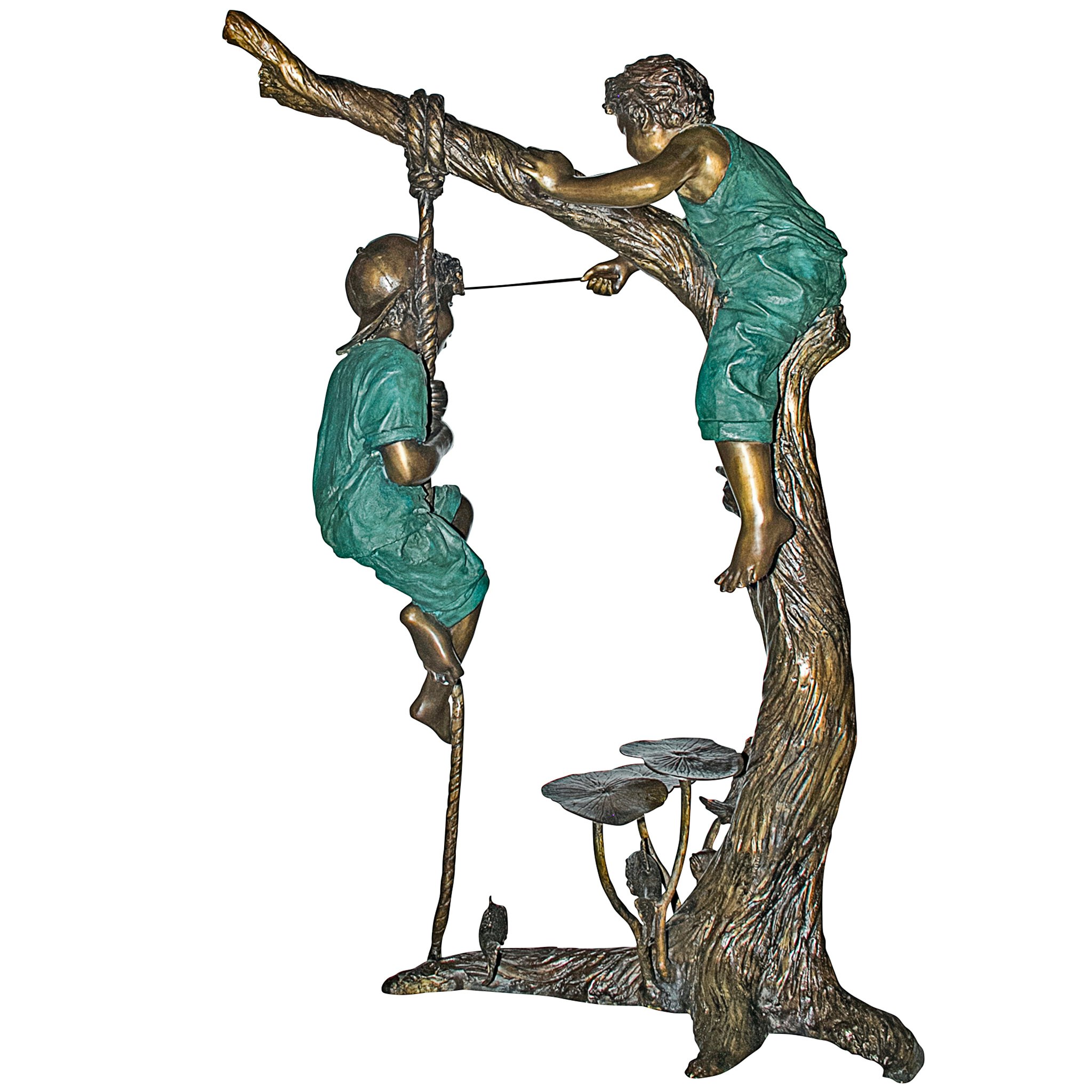 Toscano - Frolicking Fisherman Two Boys on a Tree Garden Statue