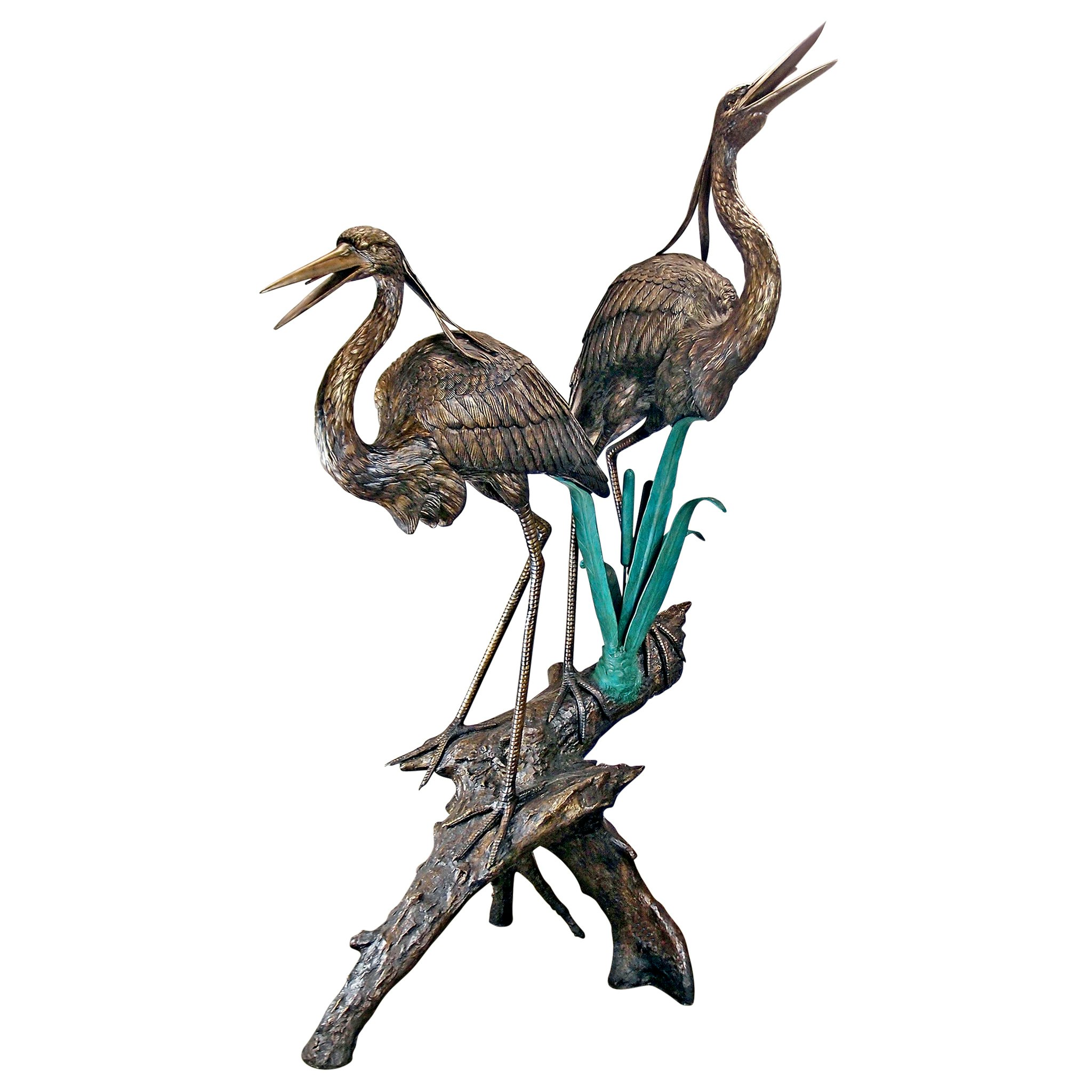 Toscano - Two Herons on a Log Garden Statue