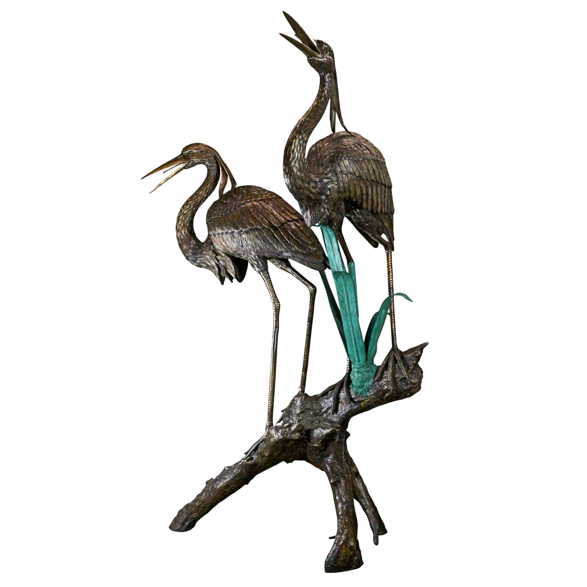 Toscano - Two Herons on a Log Garden Statue