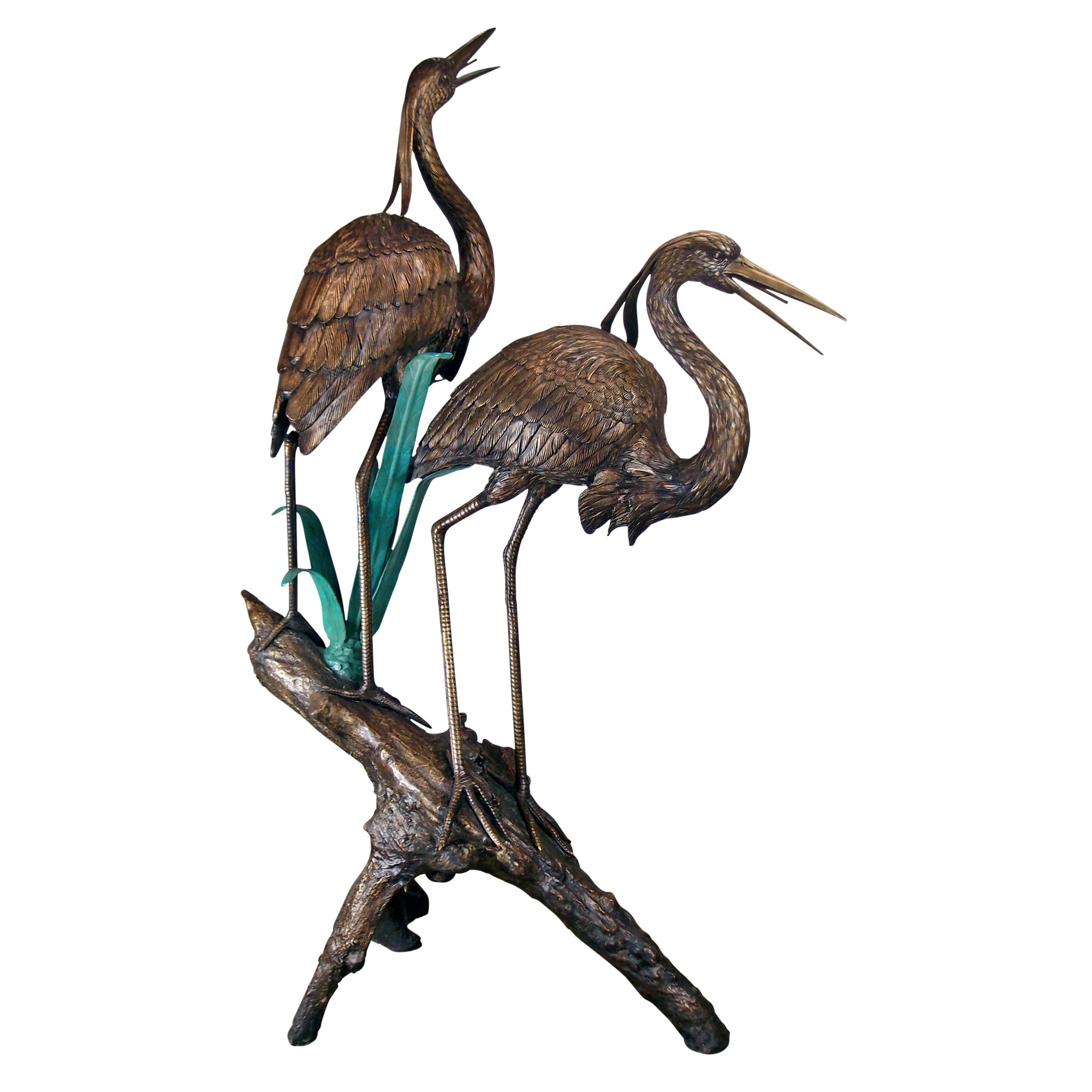 Toscano - Two Herons on a Log Garden Statue