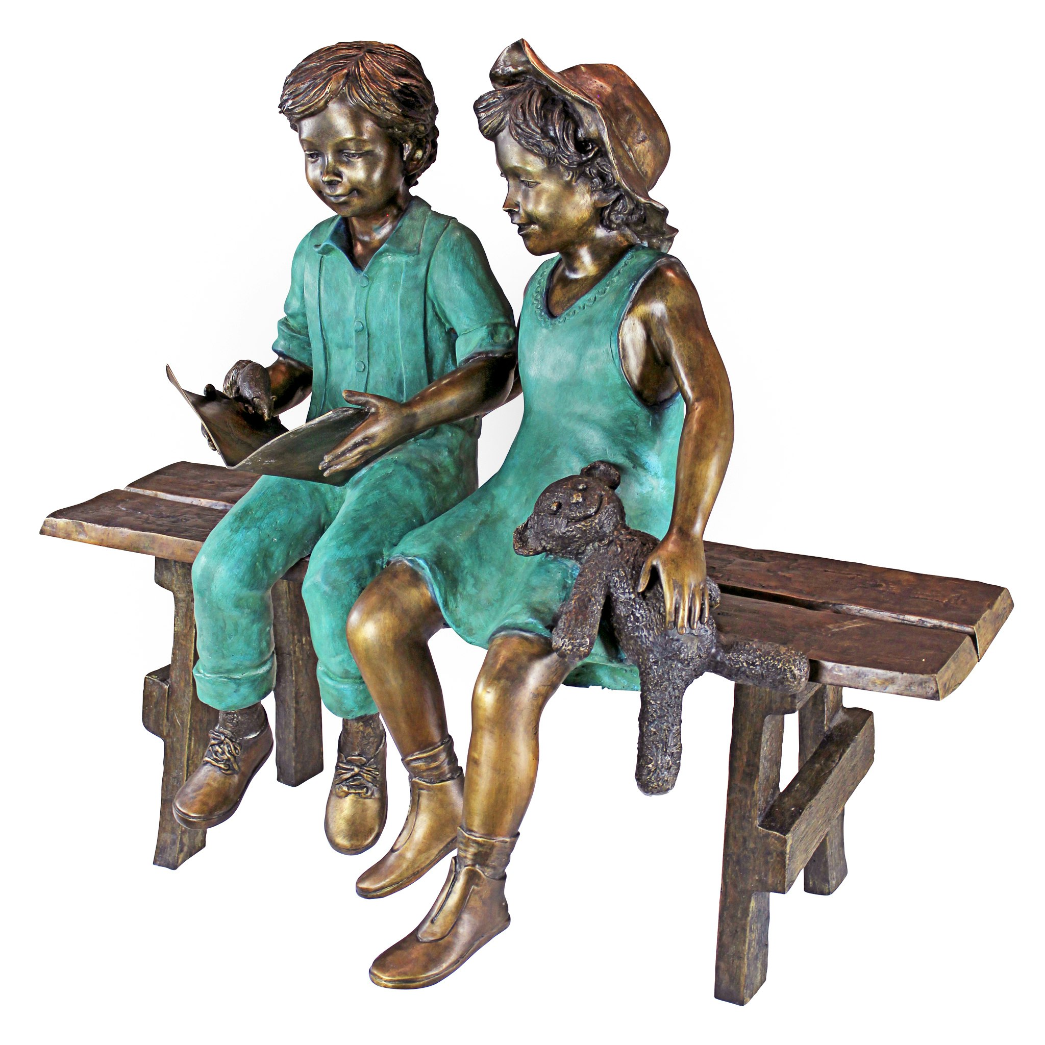 Toscano - Read to MeBoy and Girl on Bench Garden Statue