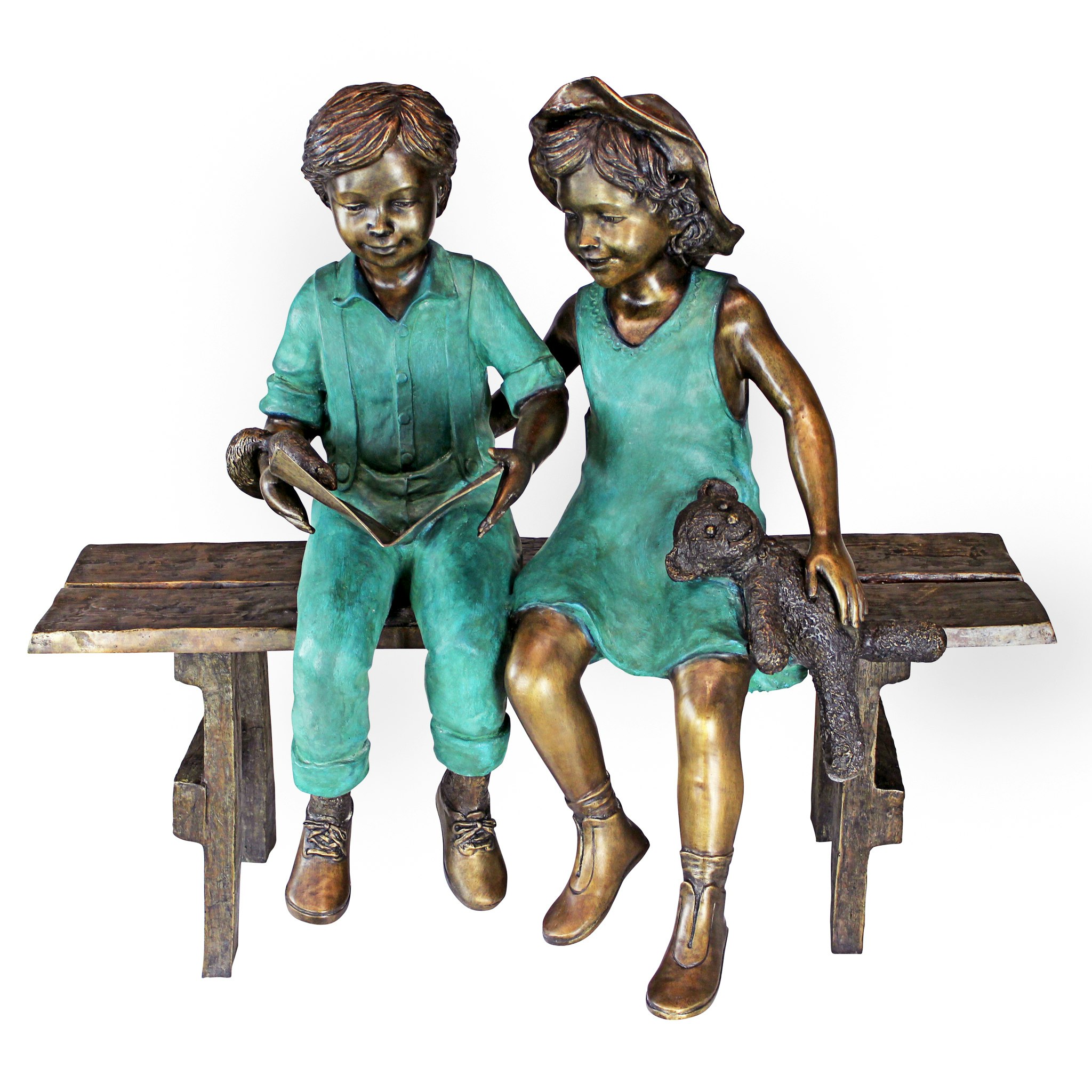 Toscano - Read to MeBoy and Girl on Bench Garden Statue