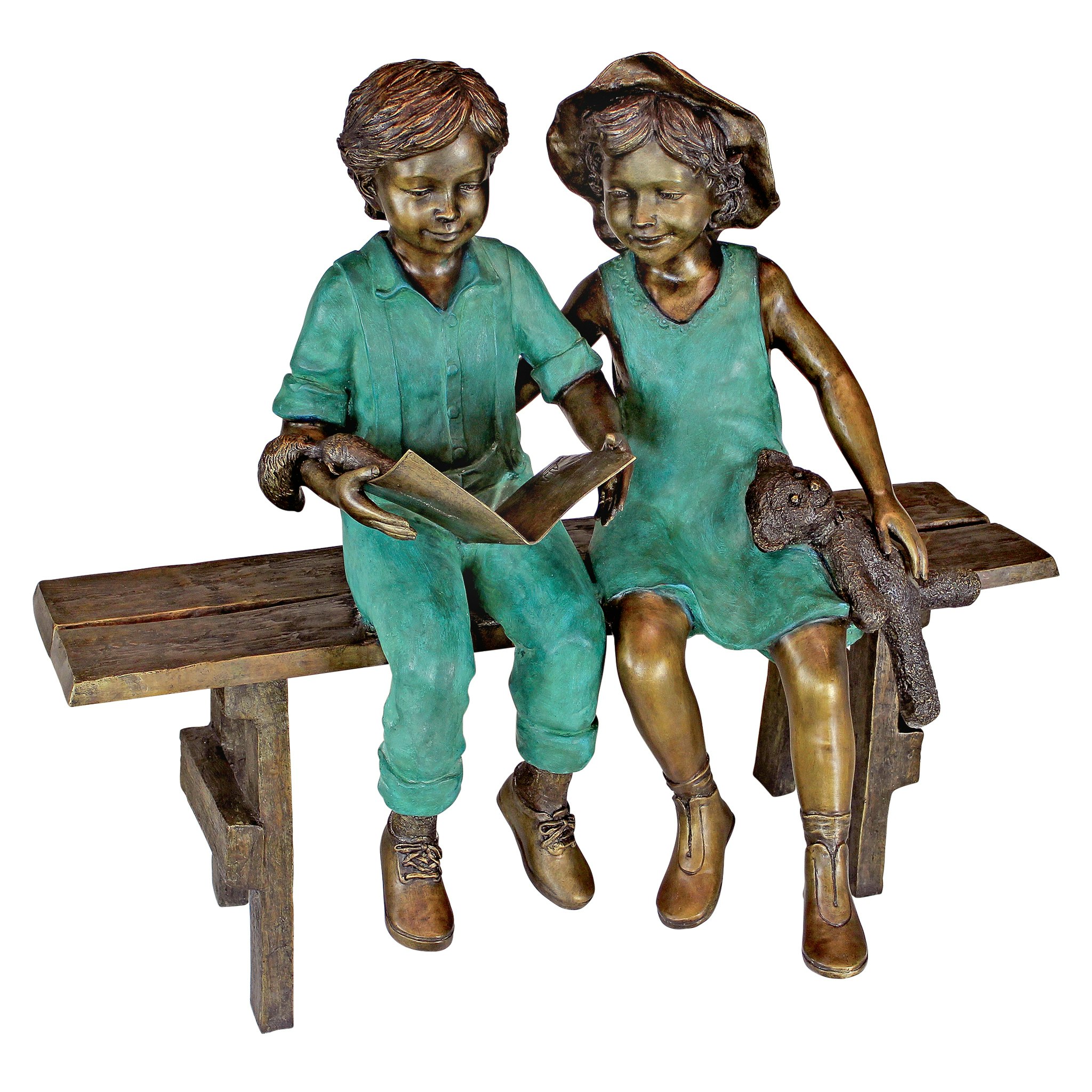 Toscano - Read to MeBoy and Girl on Bench Garden Statue