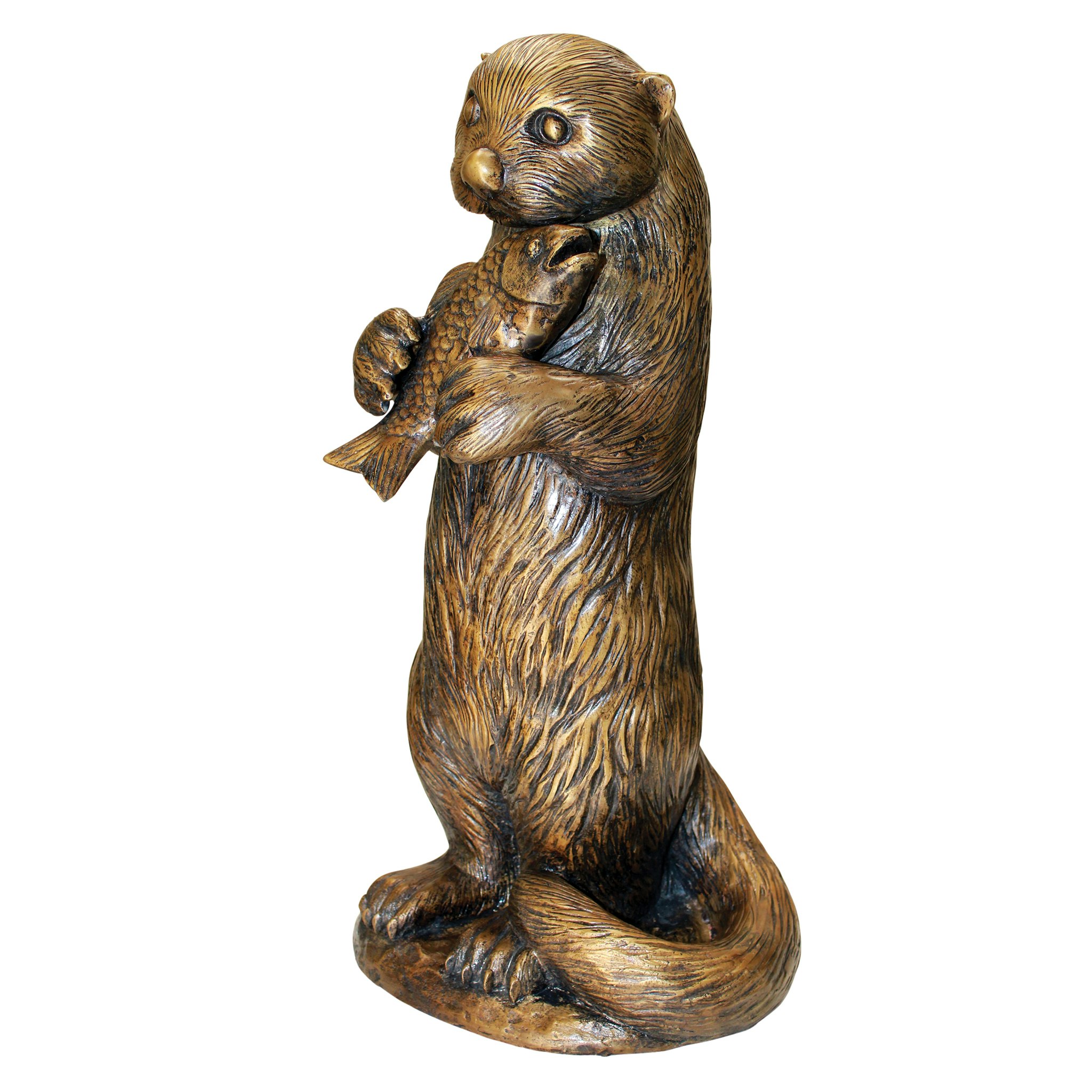 Toscano - Standing Otter with Fish Garden Statue