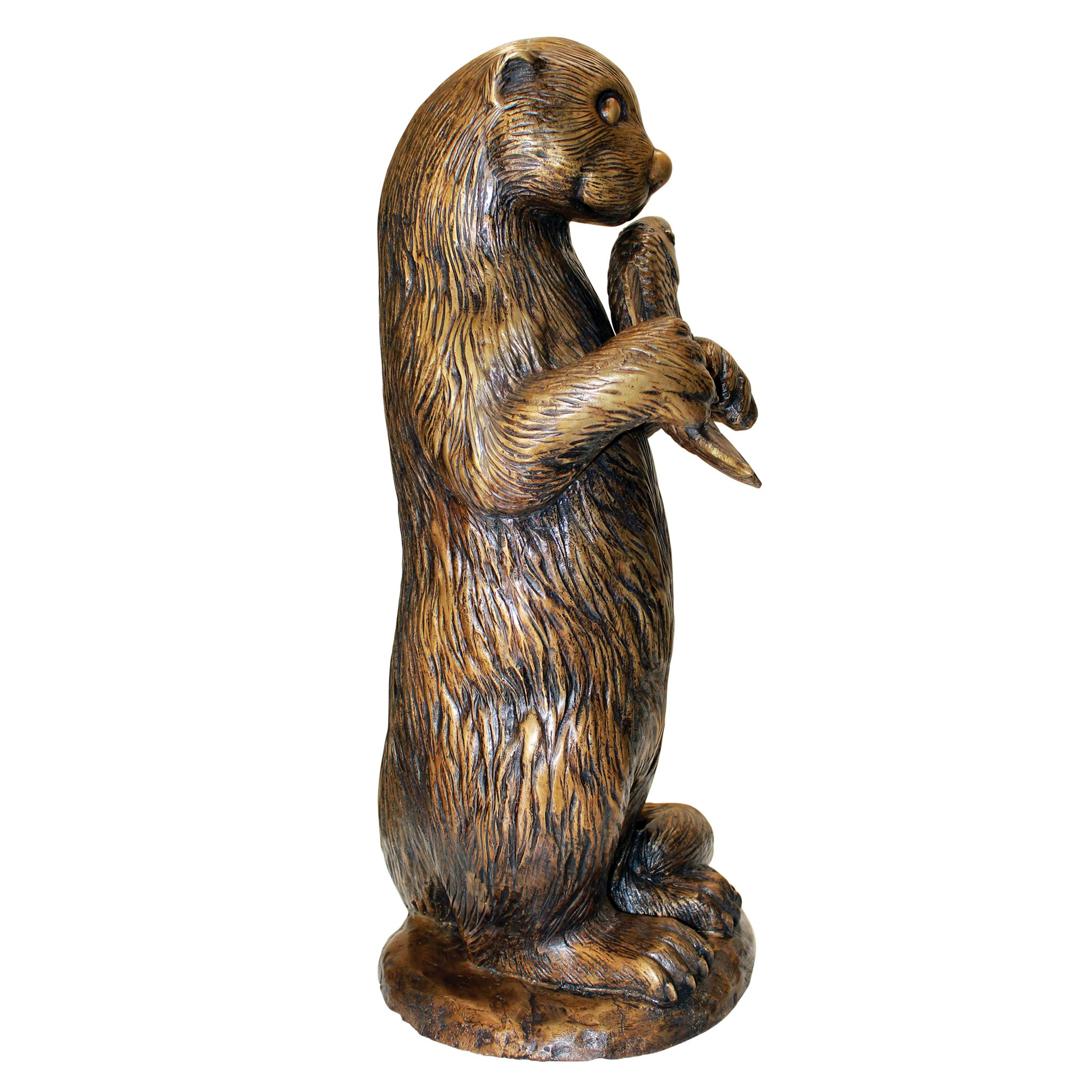 Toscano - Standing Otter with Fish Garden Statue