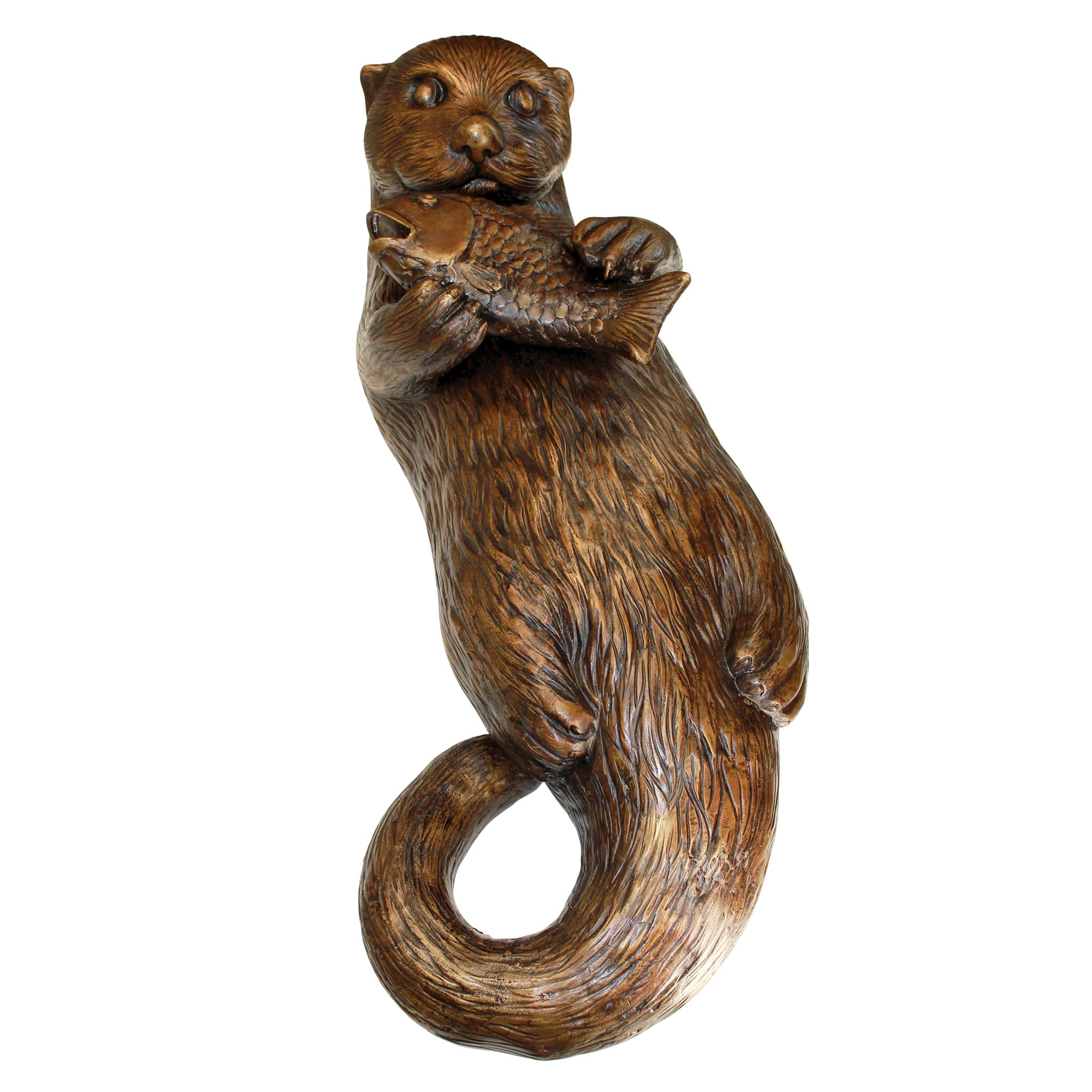 Toscano - Lazy Otter with Fish Garden Statue