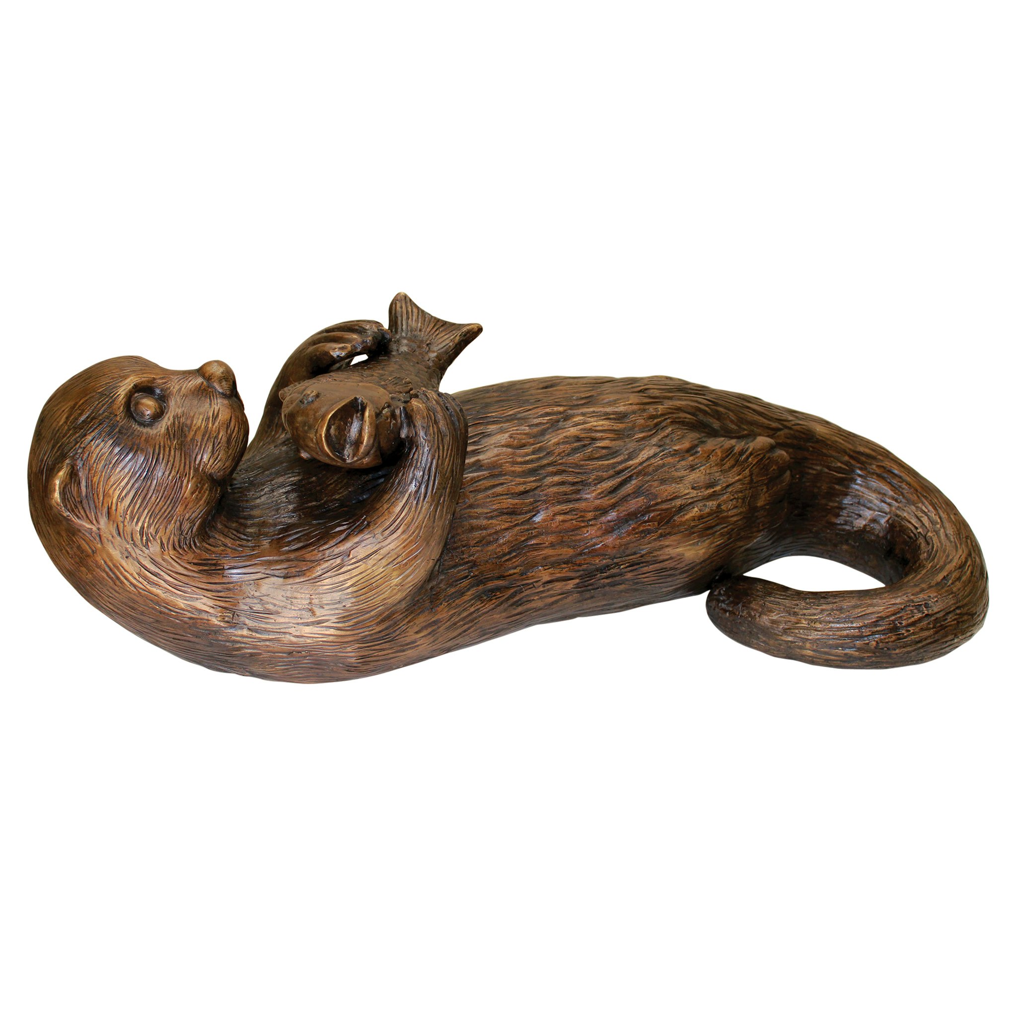 Toscano - Lazy Otter with Fish Garden Statue