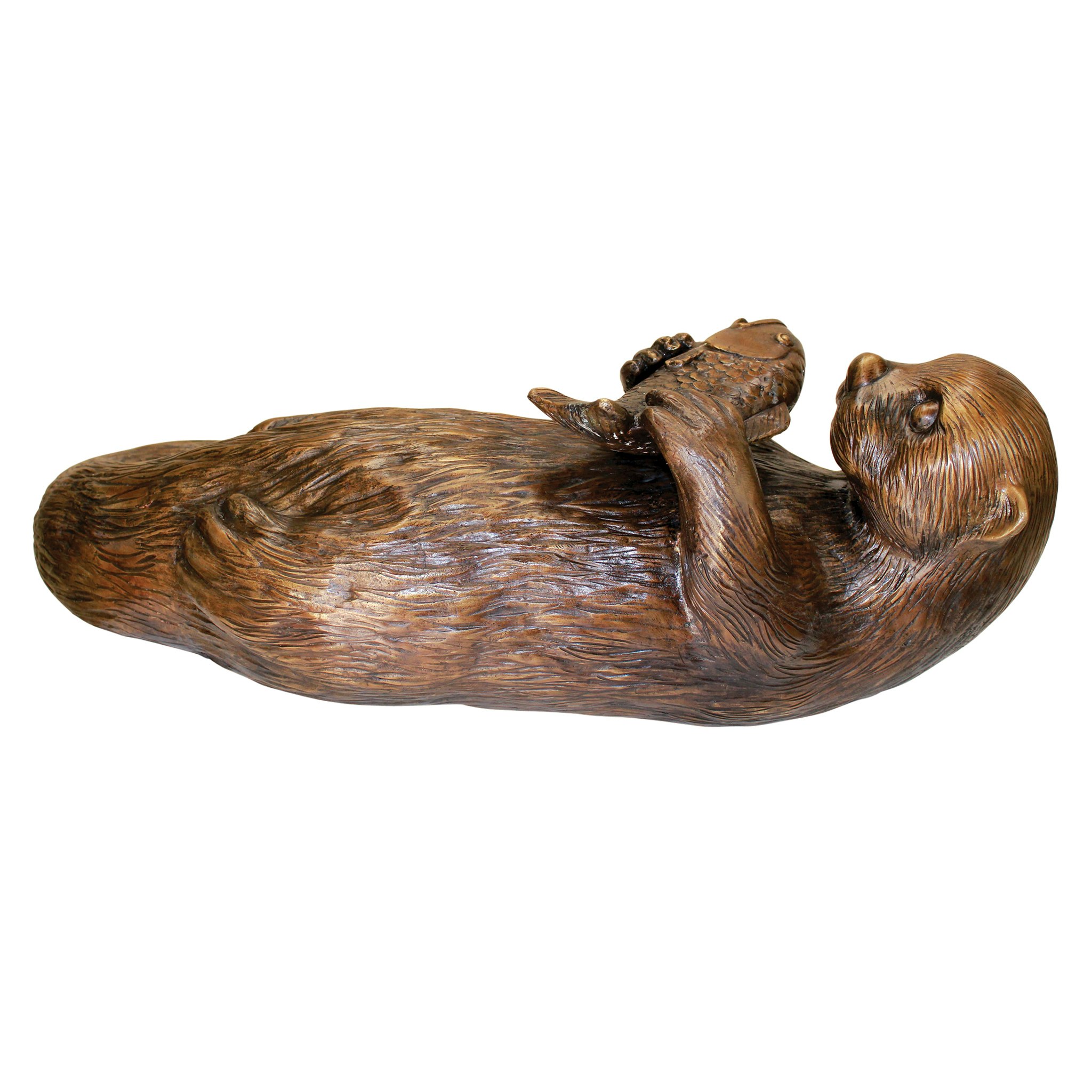 Toscano - Lazy Otter with Fish Garden Statue