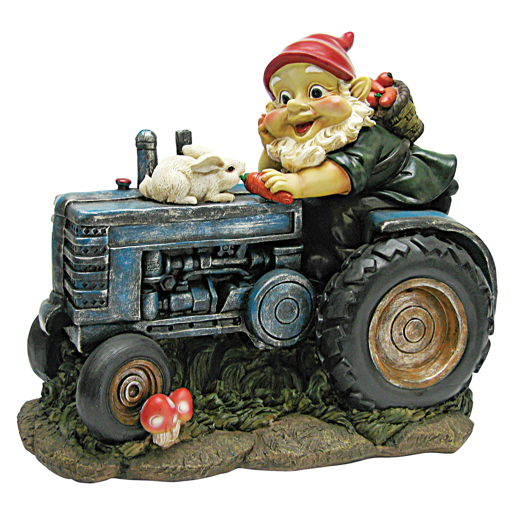 Toscano - Bunny on Board the Tractor Garden Gnome Statue