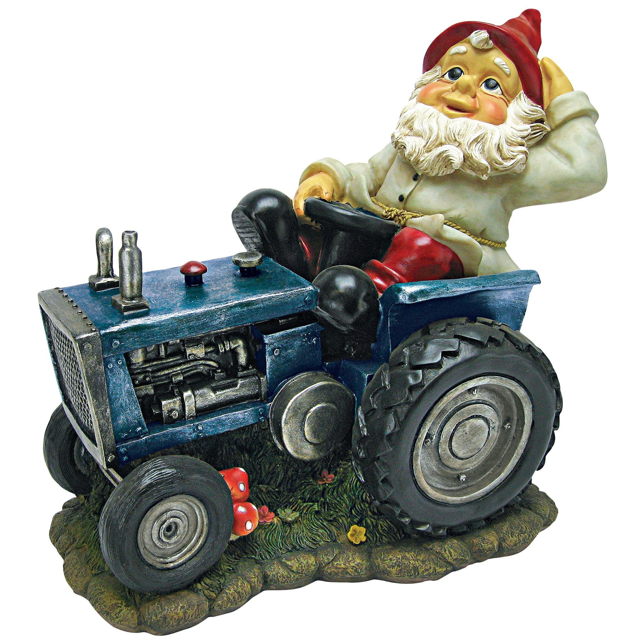 Toscano - Plowing Pete on His Tractor Garden Gnome Statue