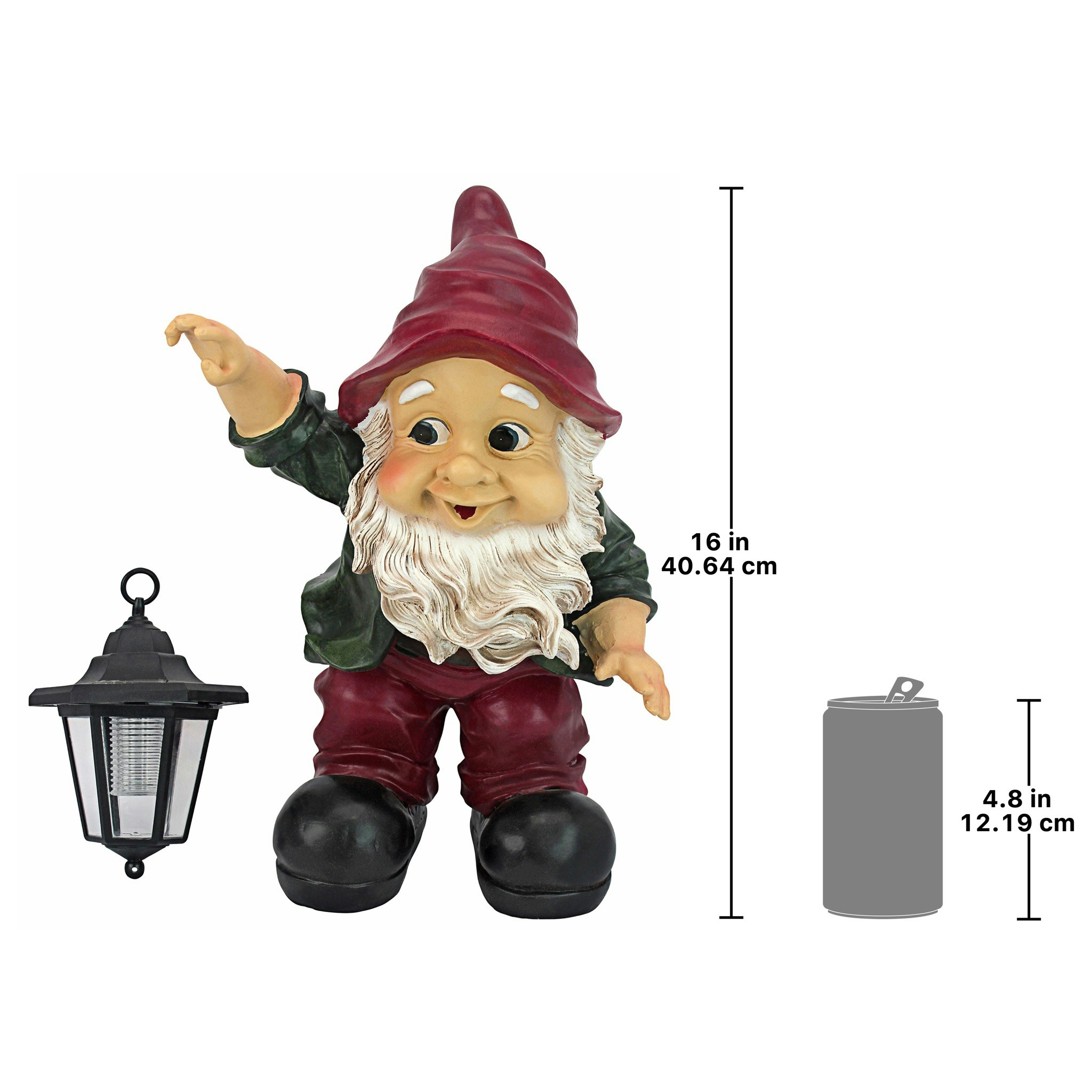 Toscano - Edison with the Lighted Lantern Garden Gnome Statue