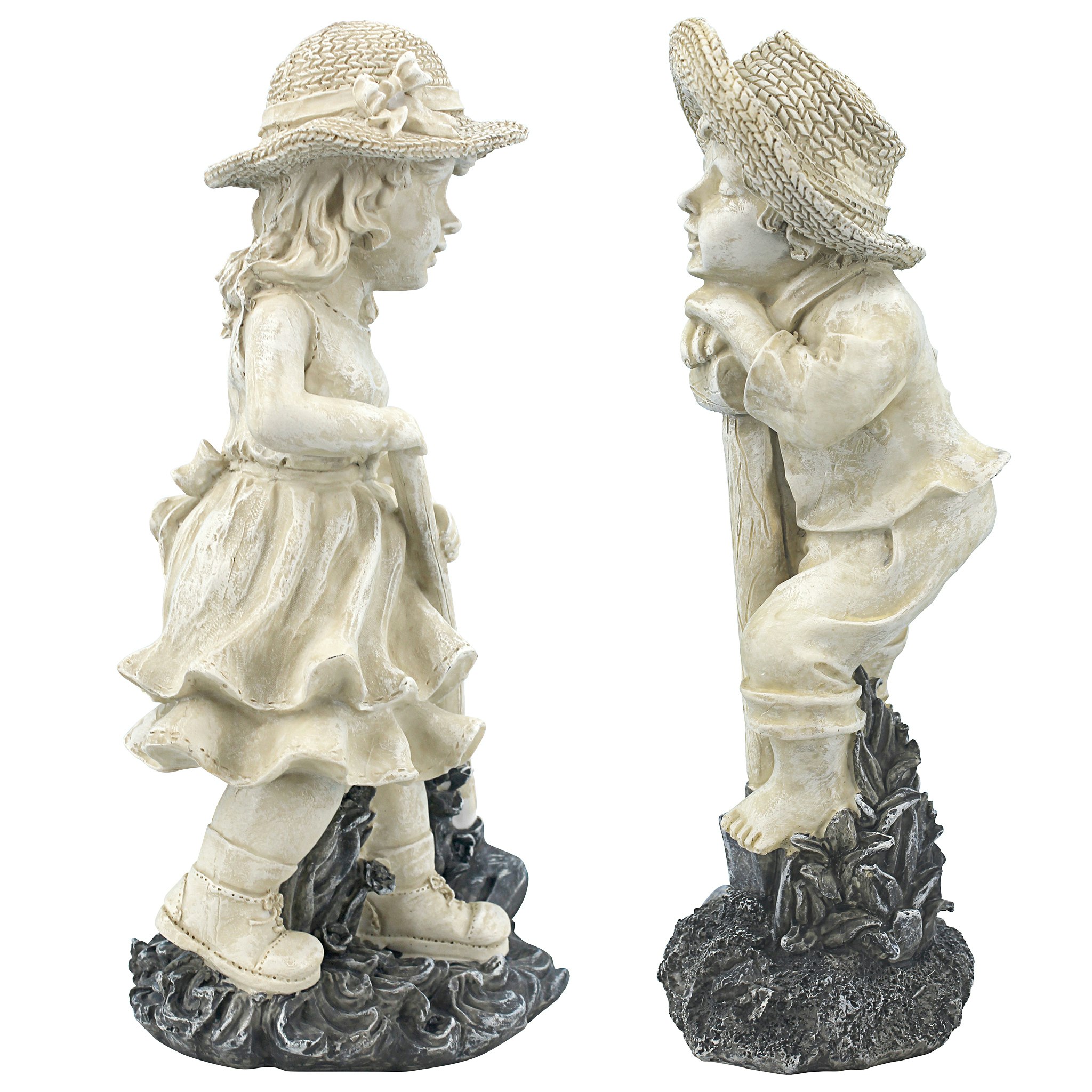 Toscano Set of 2 Young Gardener Rebecca and Samuel Statues - Medium